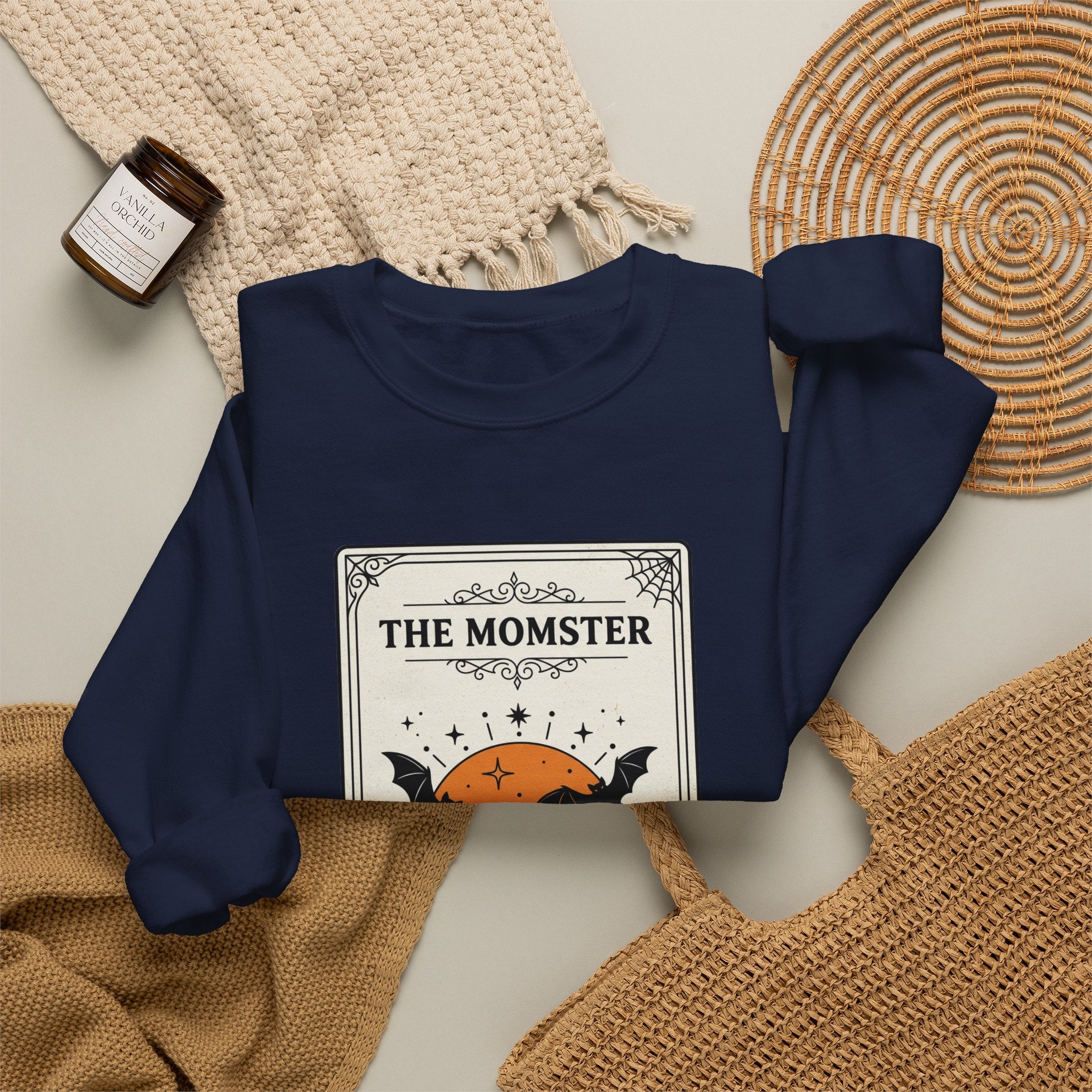 Momster Halloween Retro Crest Sweatshirt | spooky mom cardigan