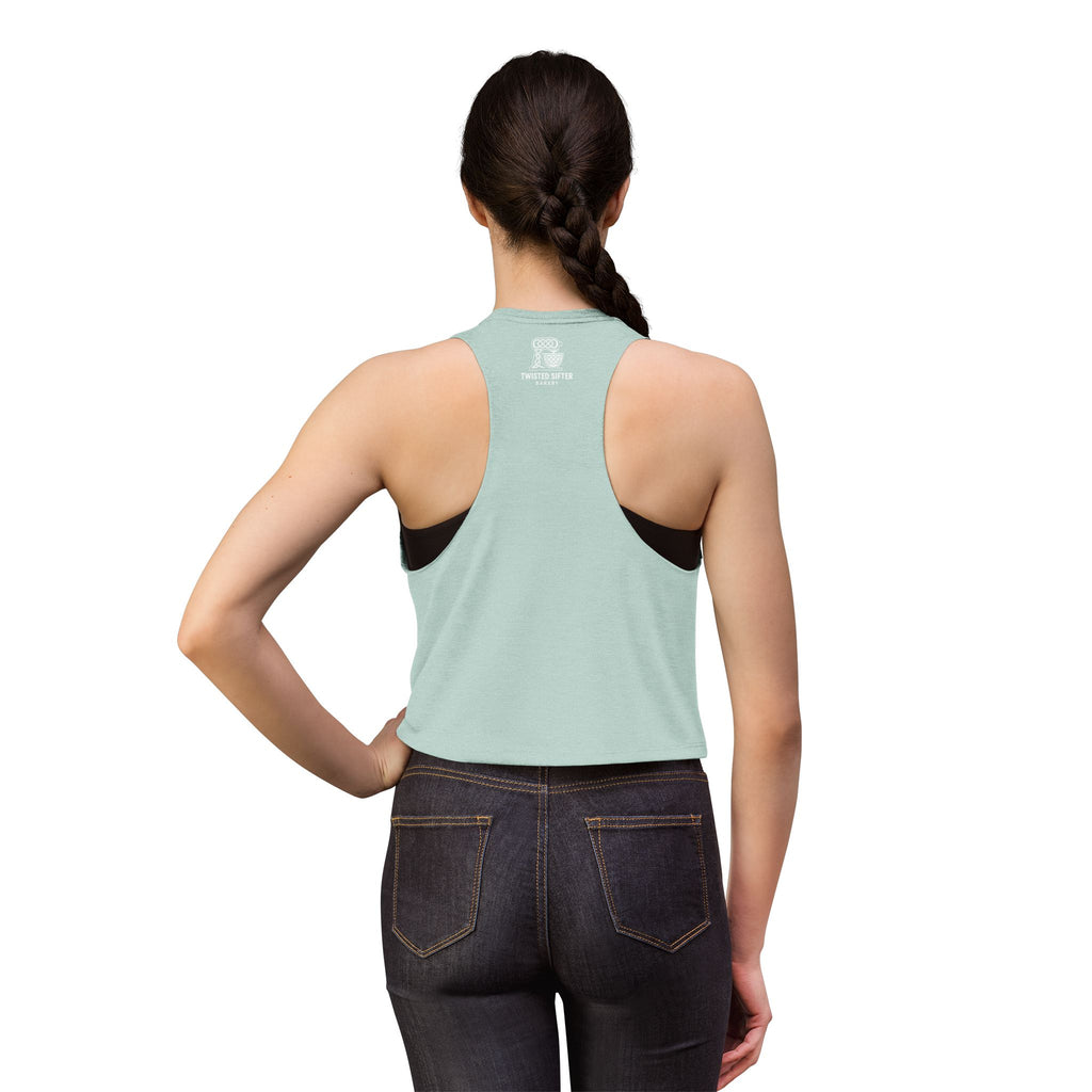 Women's Crop Top — Retro Roller Derby Graphic Tank ("Skater Dolls" Pink Moon)