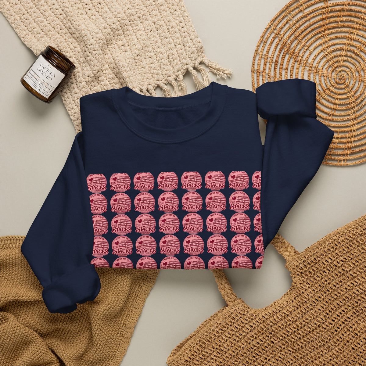 Pink Retro Grid Crewneck Sweatshirt