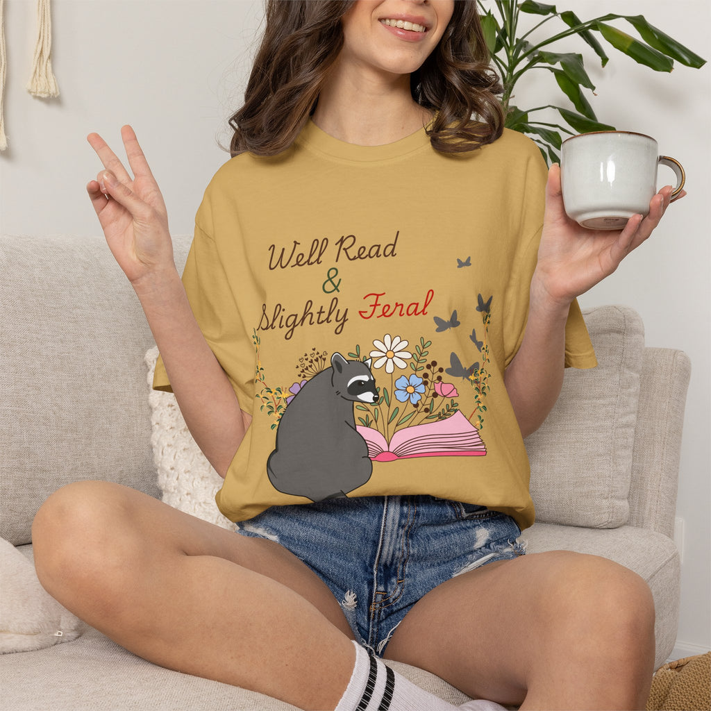 Well Read & Slightly Feral Reading Racoon - T-Shirts