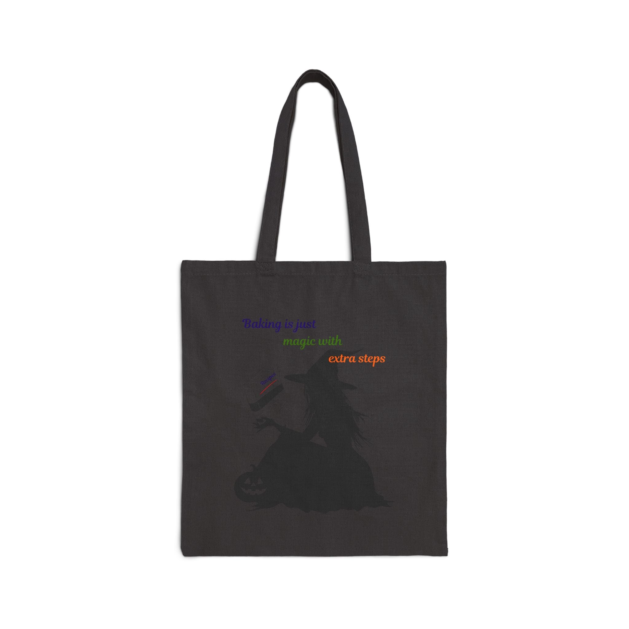 Witch Baking Tote Bag — "Baking is just magic with a few steps" Cotton Canvas Grocery Shopper