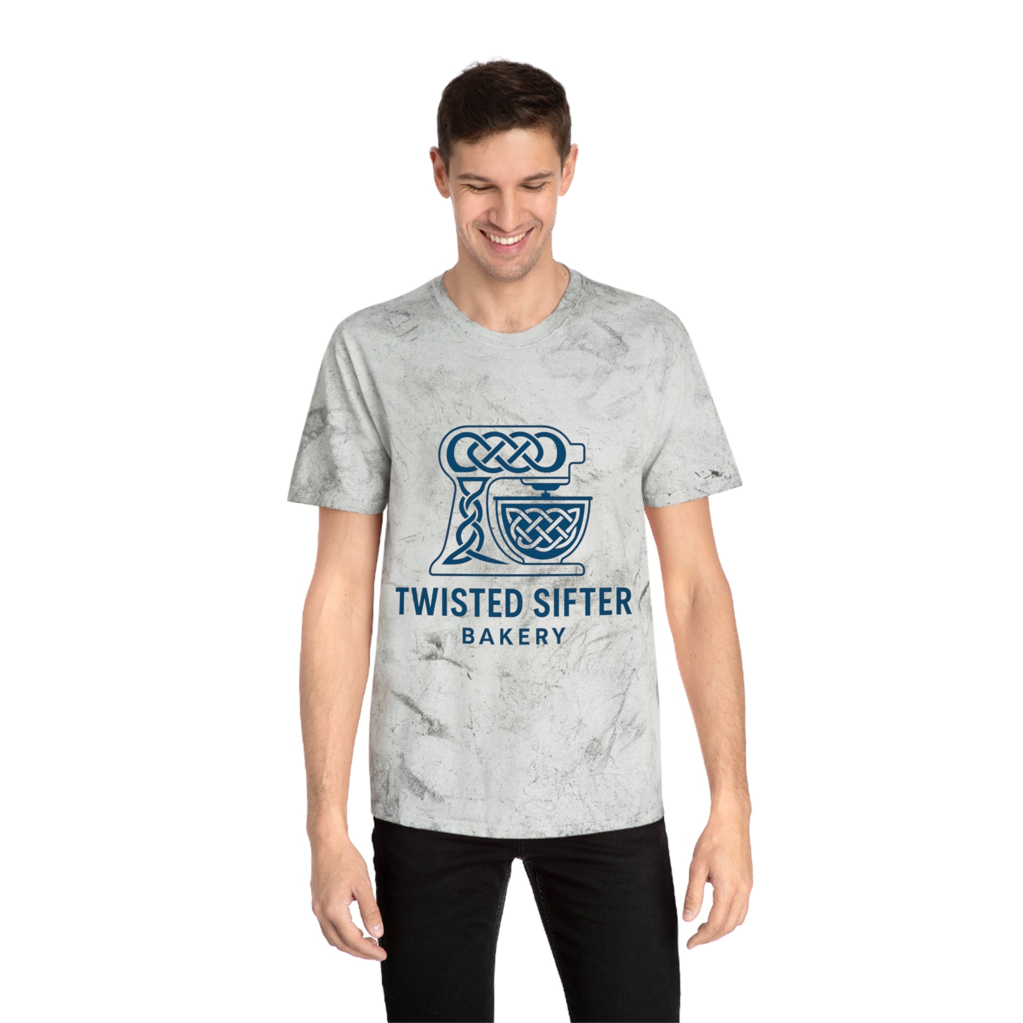 Tie-Dye T-Shirt — Twisted Sifter Bakery Logo, "TSB" Vegan Bakery Tee