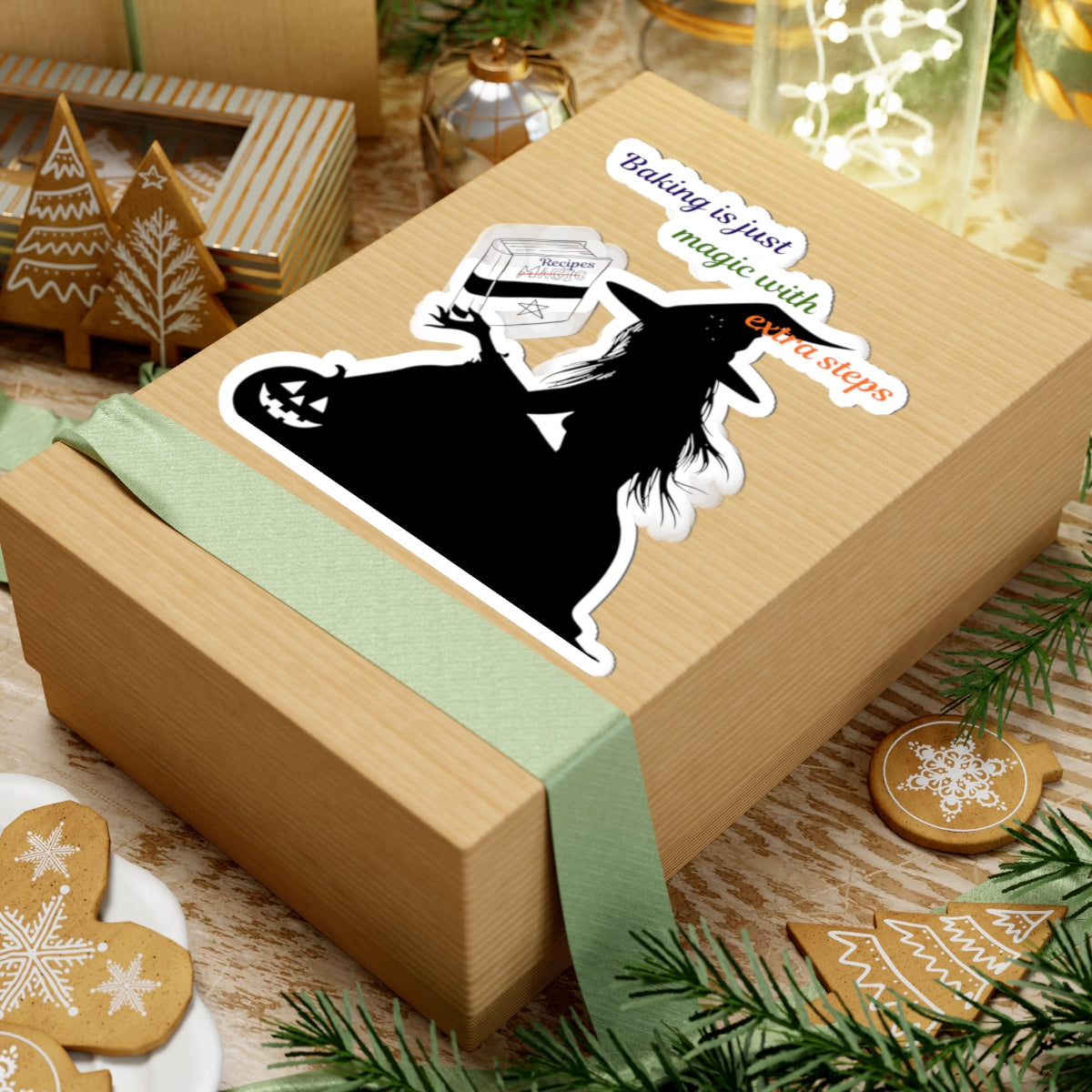 Witch Baking Sticker — "Baking is Just Magic with Extra Steps" Kiss-Cut Halloween Sticker