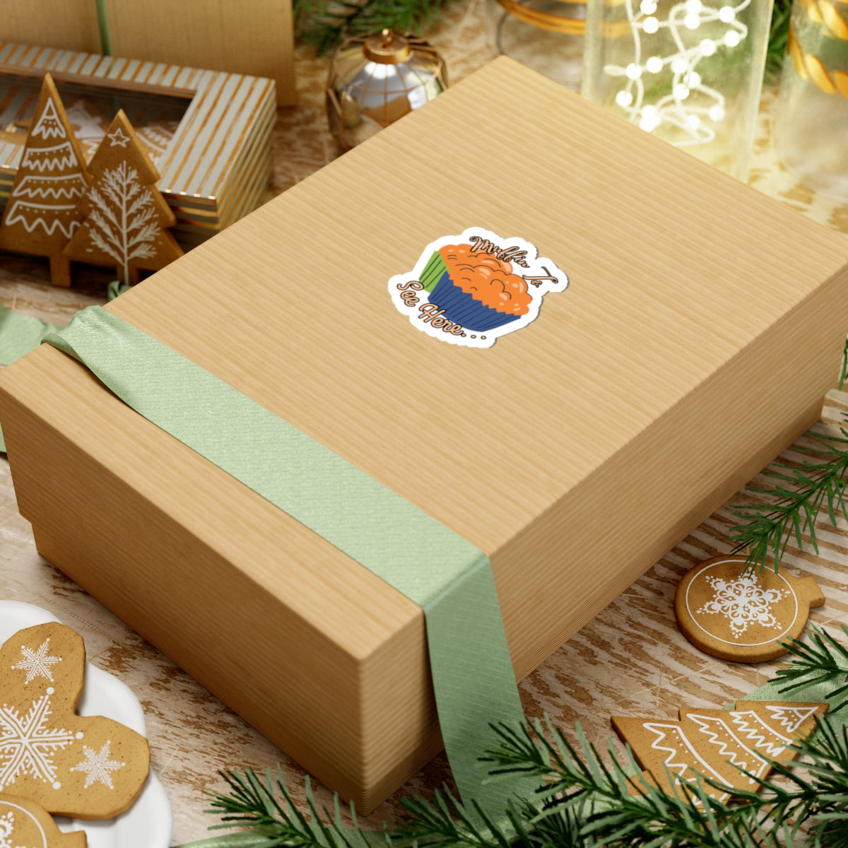 Muffin To See Here Kiss-Cut Sticker — Cute Bakery Pun Laptop Decal