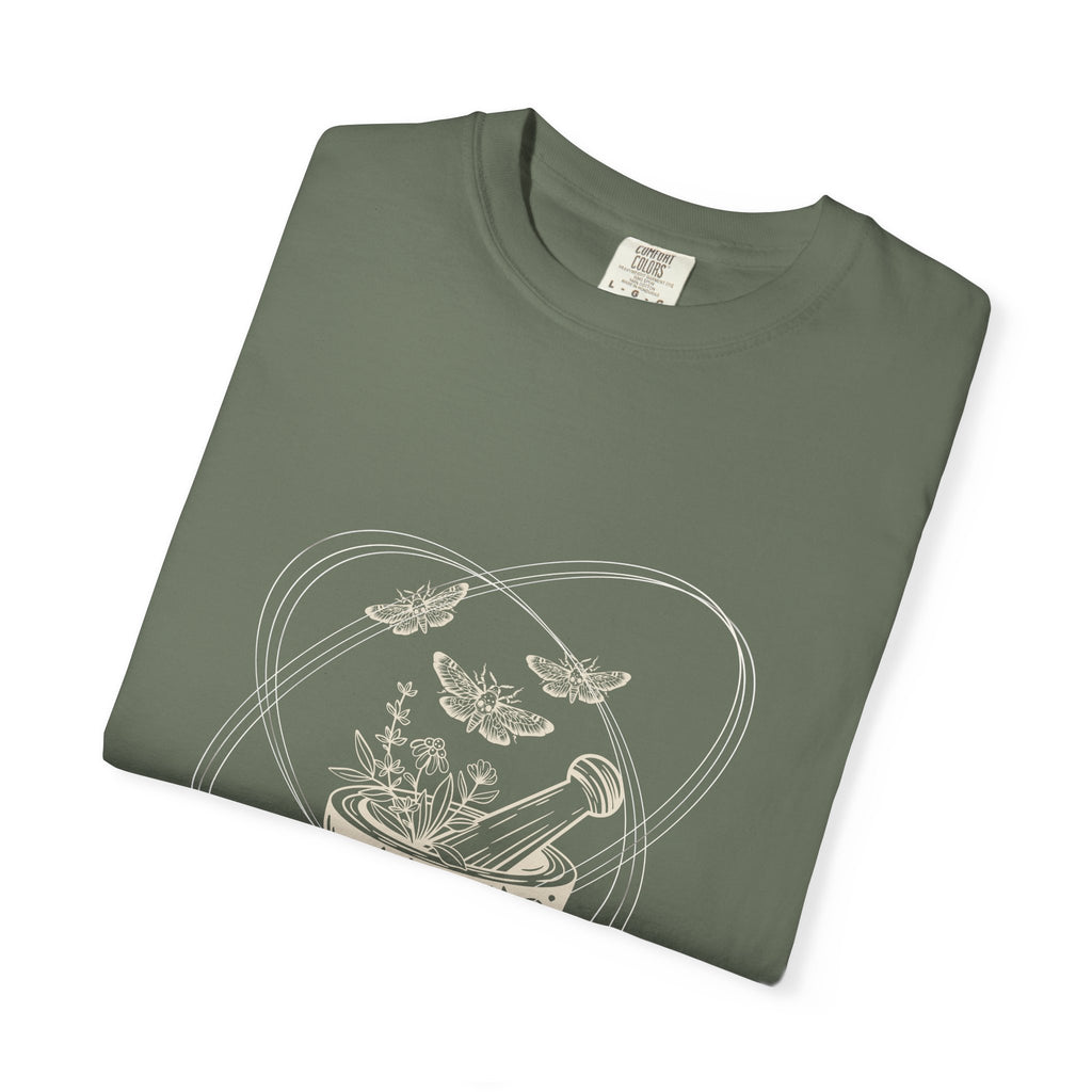 Mystic Tea Ceremony T-Shirt — Moon Phases & Moth Illustration