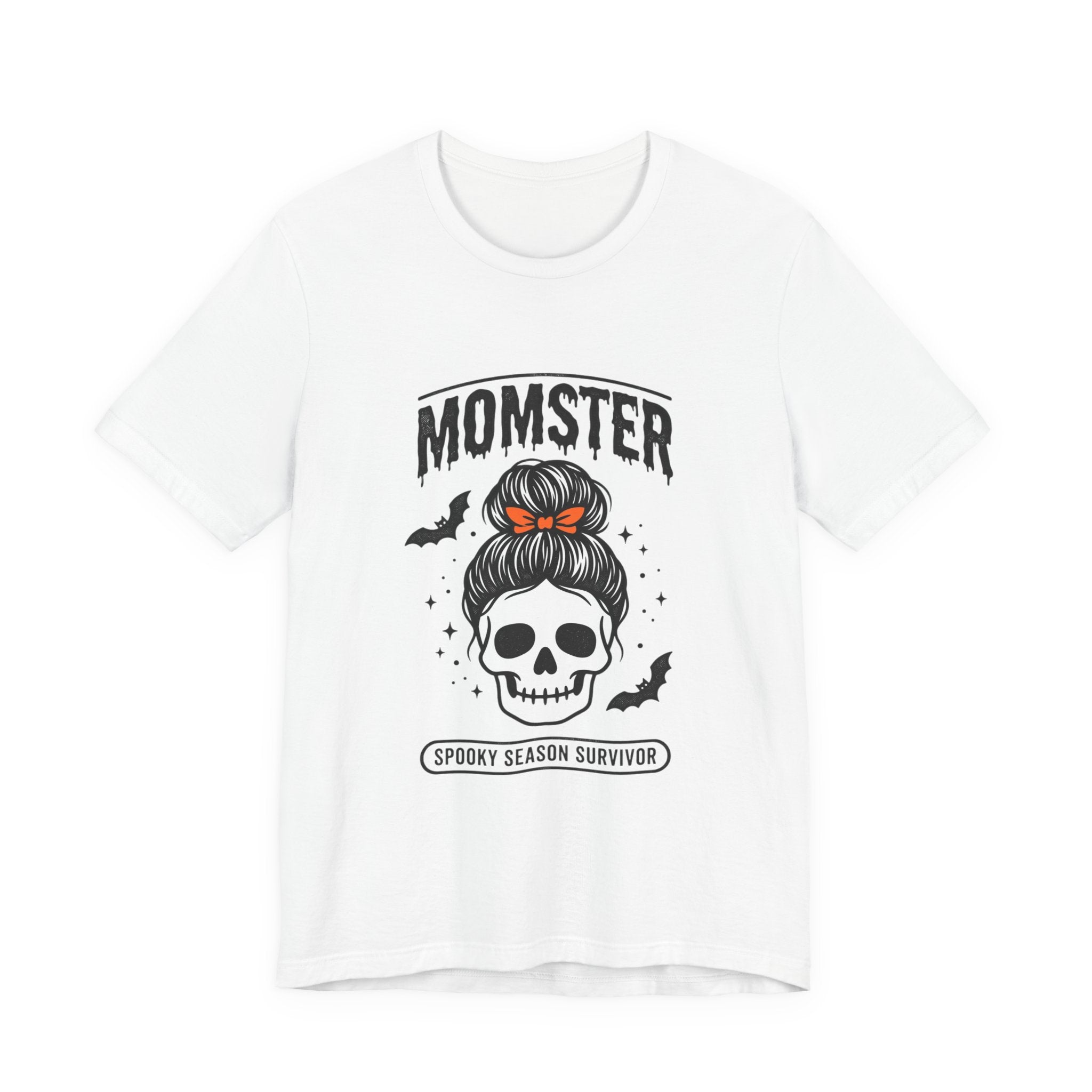 Momster Skull Mom Tee | Halloween Momster Shirt, Bat & Retro Spooky Lettering