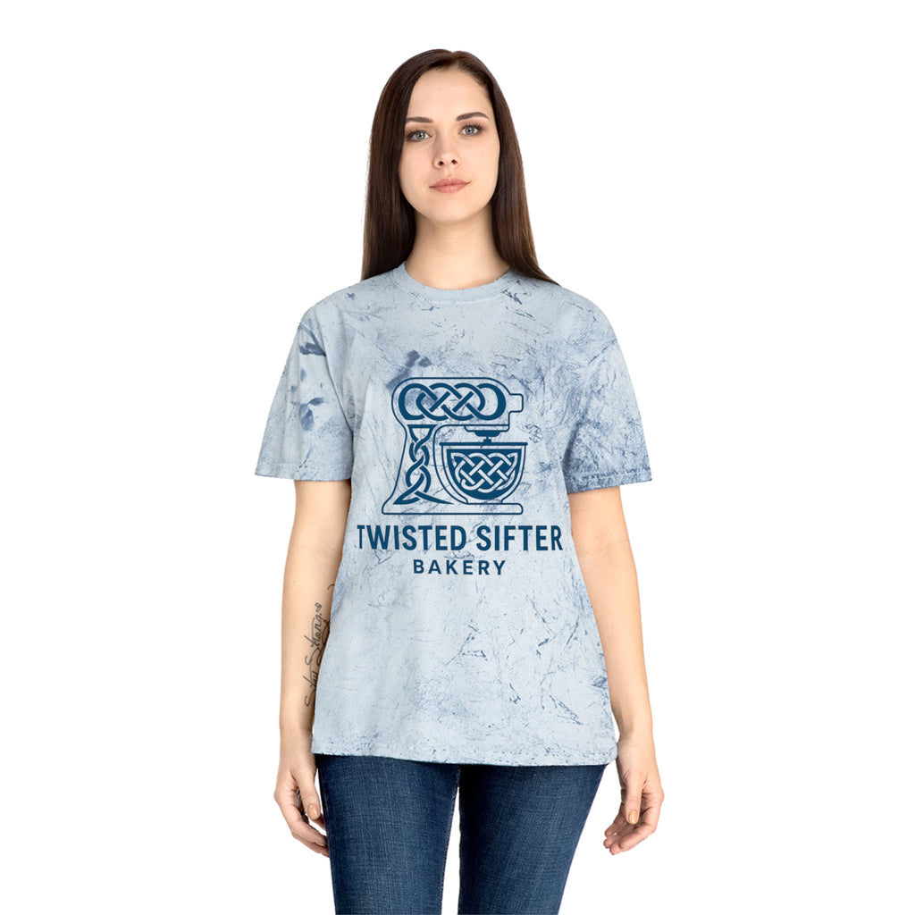 Tie-Dye T-Shirt — Twisted Sifter Bakery Logo, "TSB" Vegan Bakery Tee