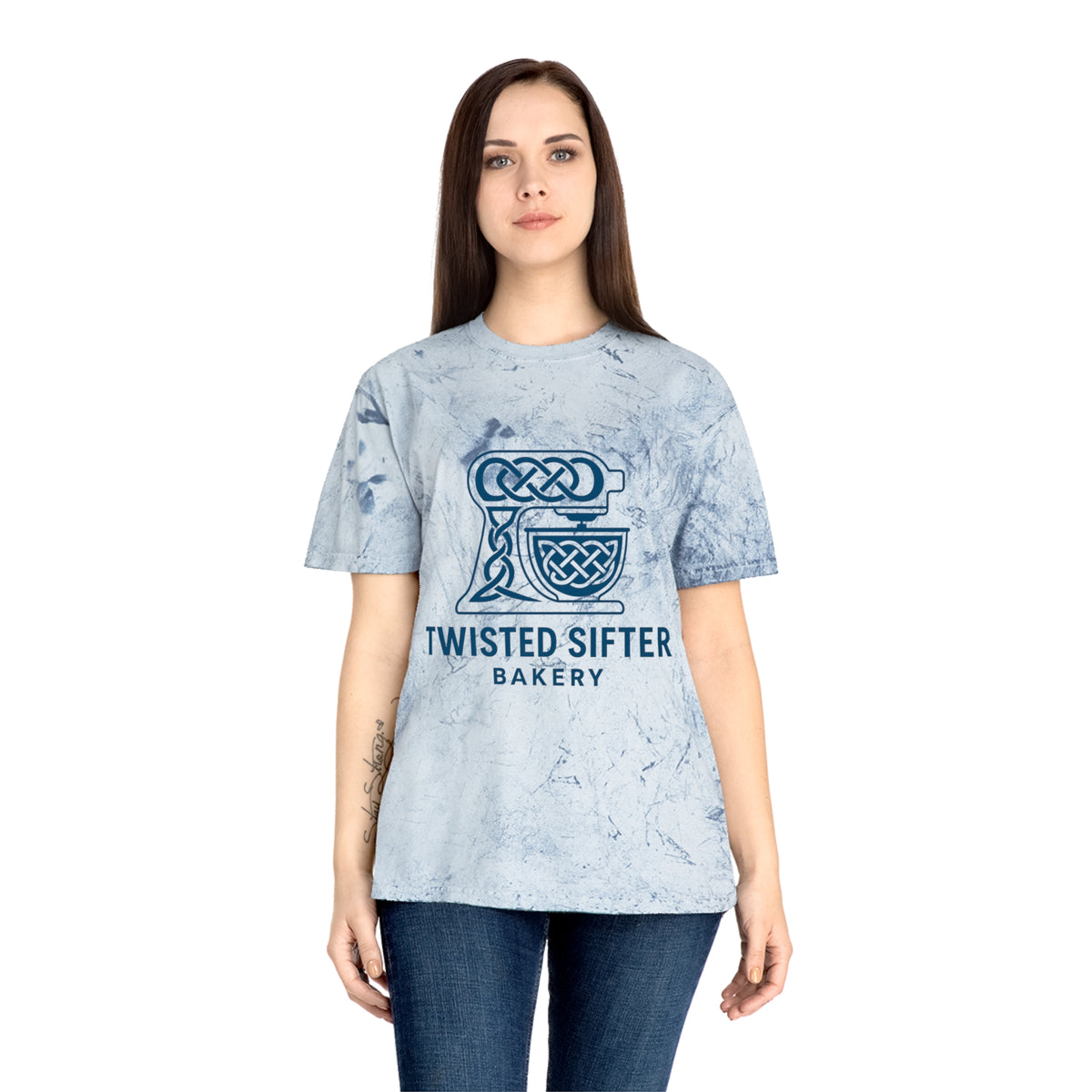 Tie-Dye T-Shirt — Twisted Sifter Bakery Logo, "TSB" Vegan Bakery Tee