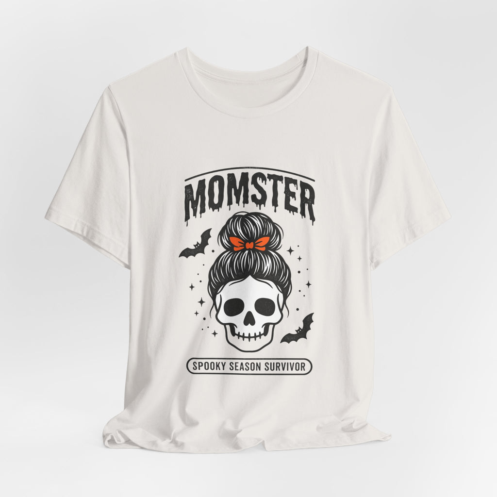 Momster Skull Mom Tee | Halloween Momster Shirt, Bat & Retro Spooky Lettering