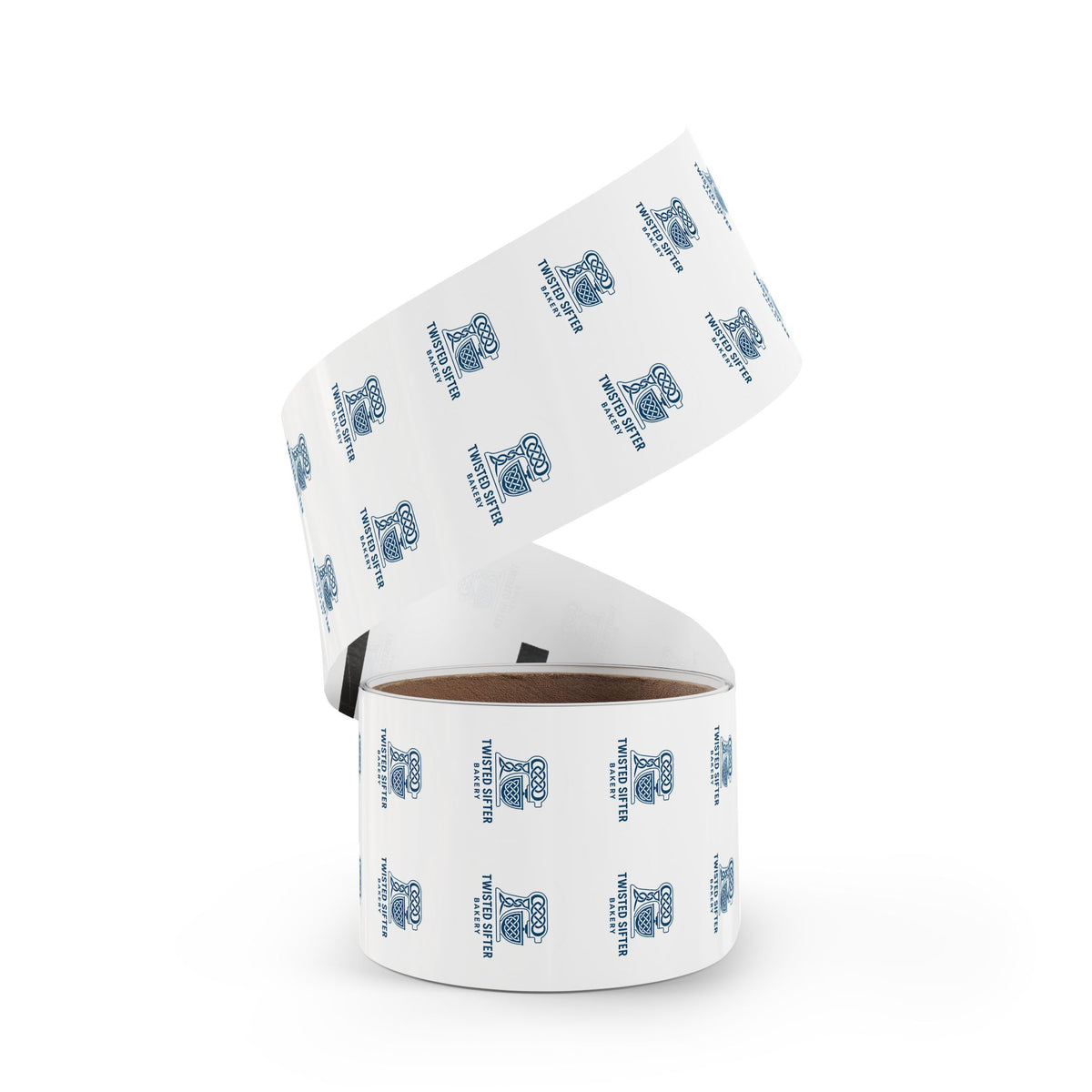 Round Bakery Logo Sticker Roll — "Twisted Sifter" Branded Labels