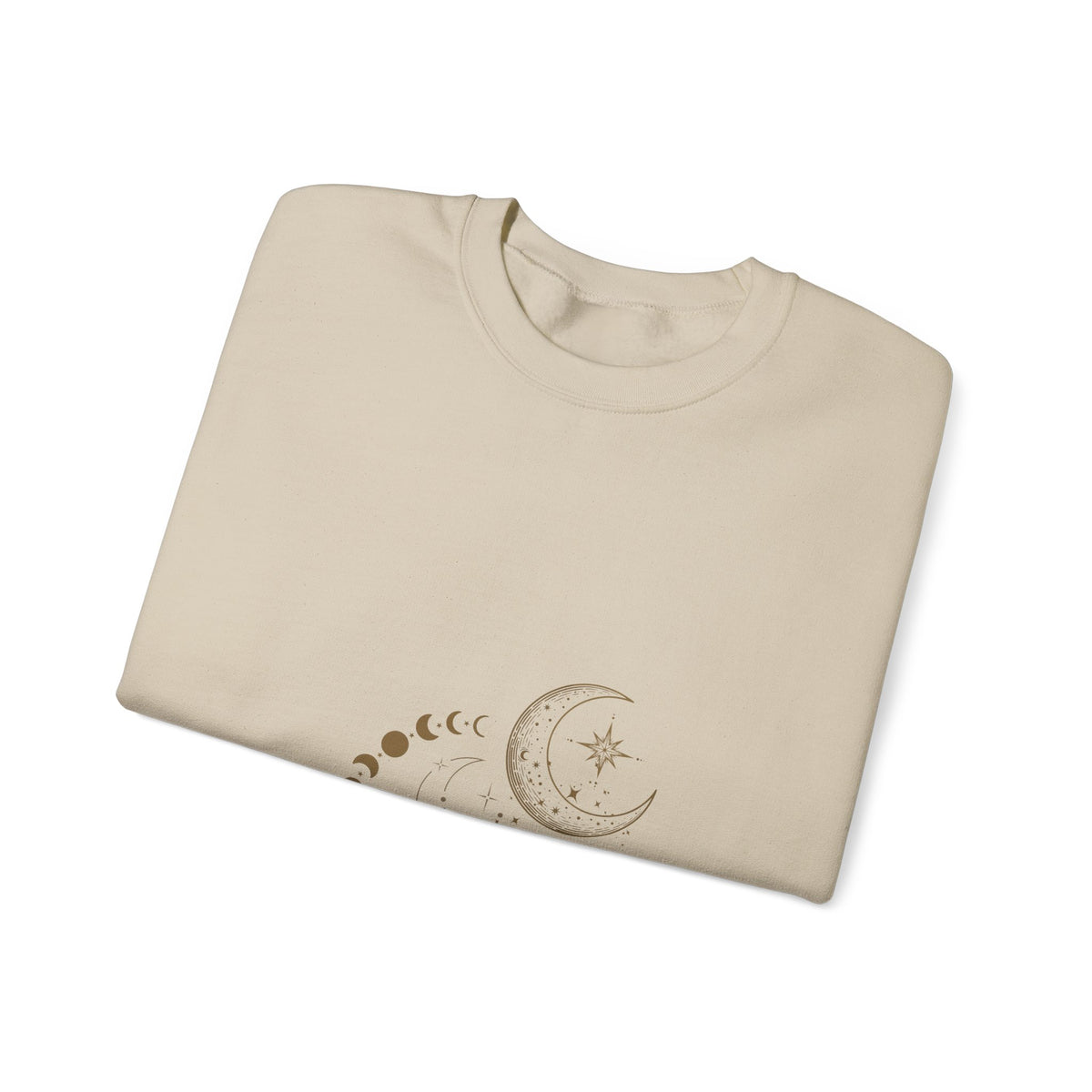 Moon Phases Crewneck Sweatshirt — Celestial Crescent & Phases Graphic