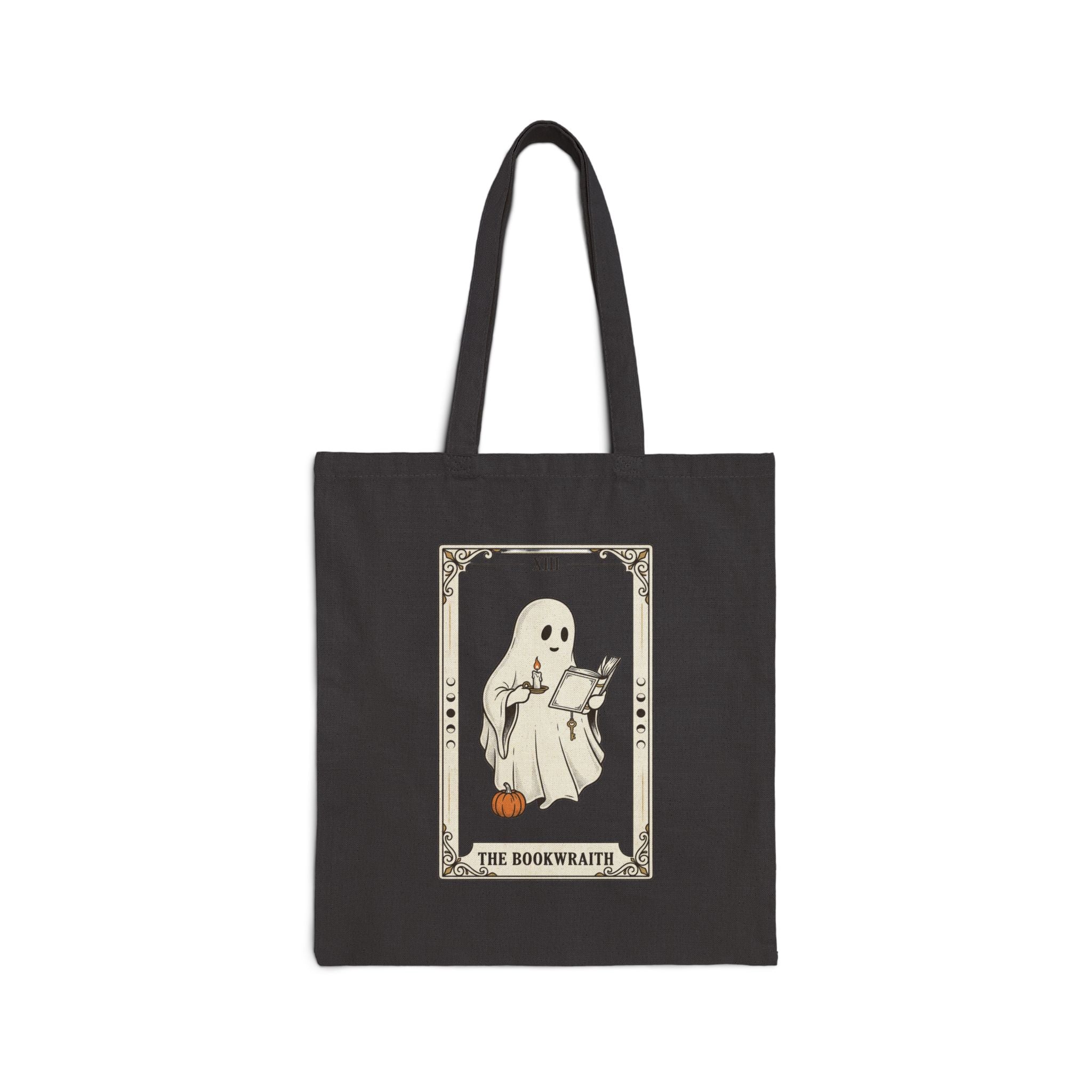 Ghost Reading Tarot Tote | Spooky Reader, Bookish Halloween Canvas