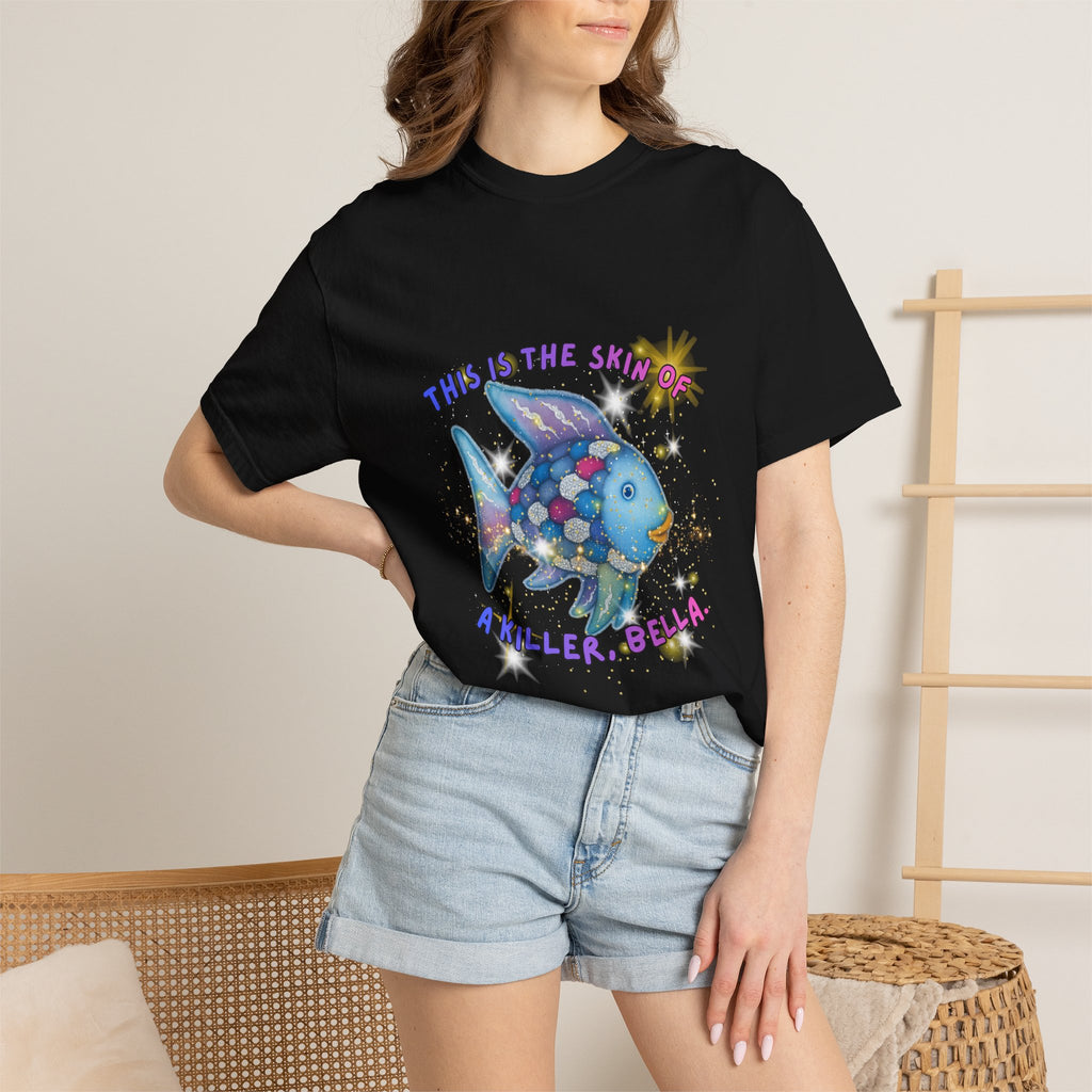 Fish Graphic T-Shirt — "This Is the Skin of a Killer, Bella" Colorful Ocean Artwork