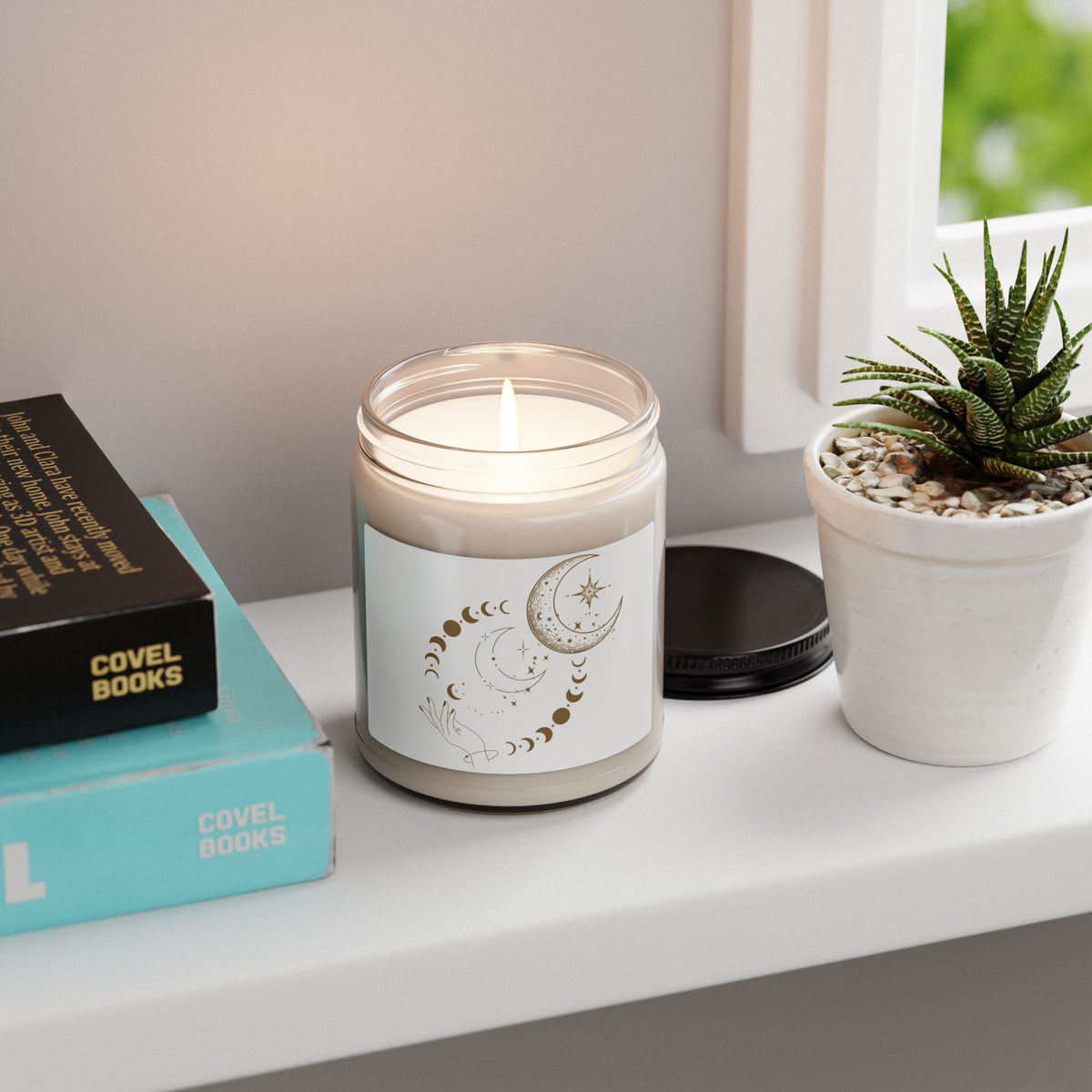Moon Phase Soy Candle — 9oz Scented Jar (Celestial, Relaxing Gift)