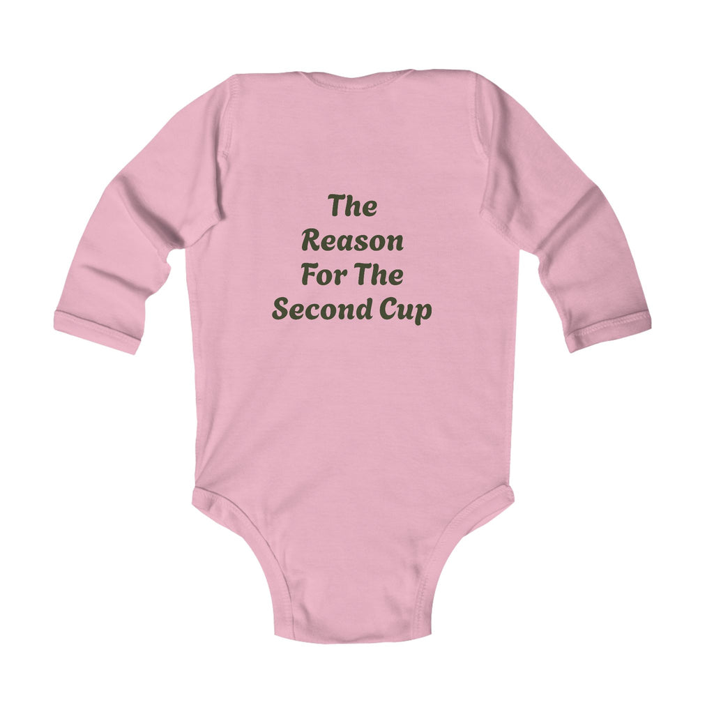 Infant Bodysuit — "Evermore Coffee" Logo Front, "The Reason For The Second Cup" Back