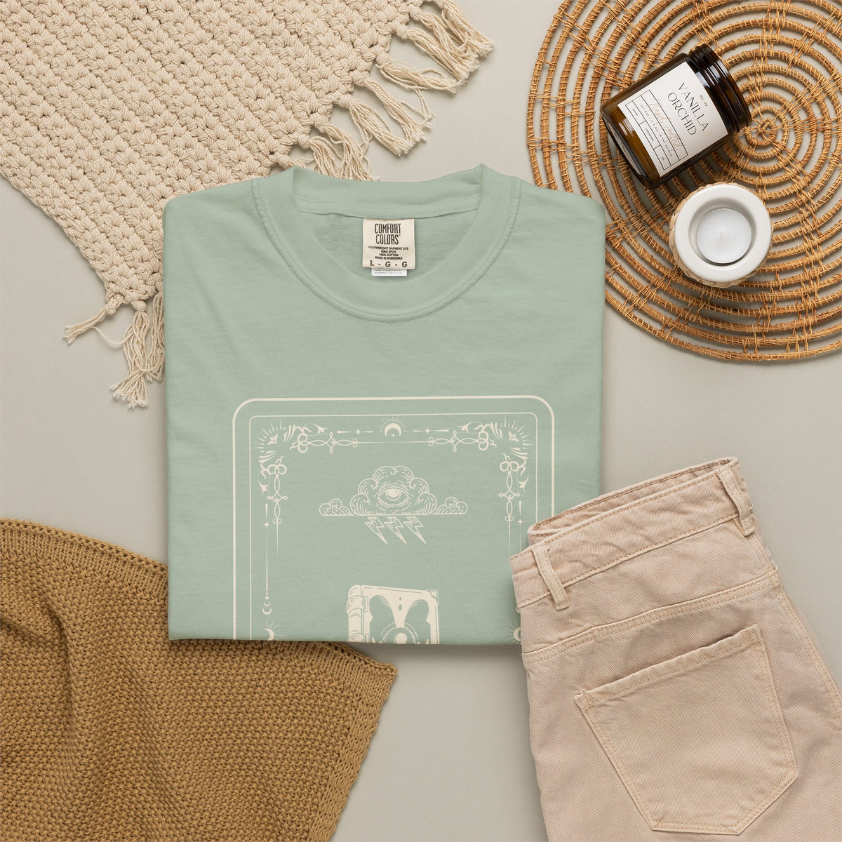 Tarot Bunny Illustration T-Shirt — 'Hold My Hand' Minimal Graphic Tee