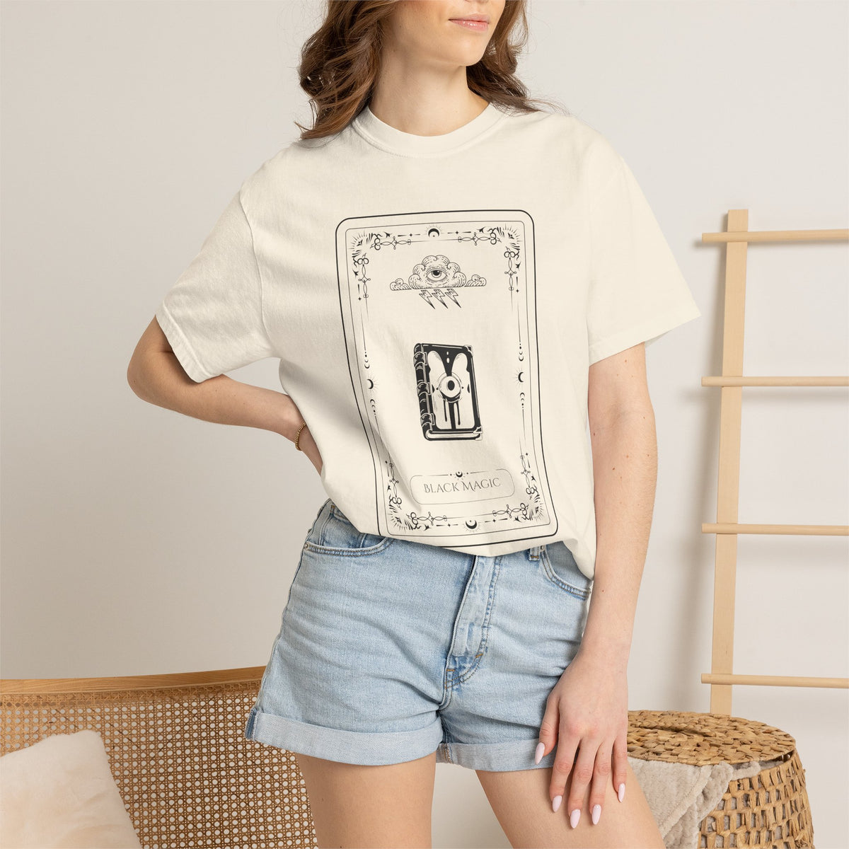 Tarot Bunny Illustration T-Shirt — 'Hold My Hand' Minimal Graphic Tee