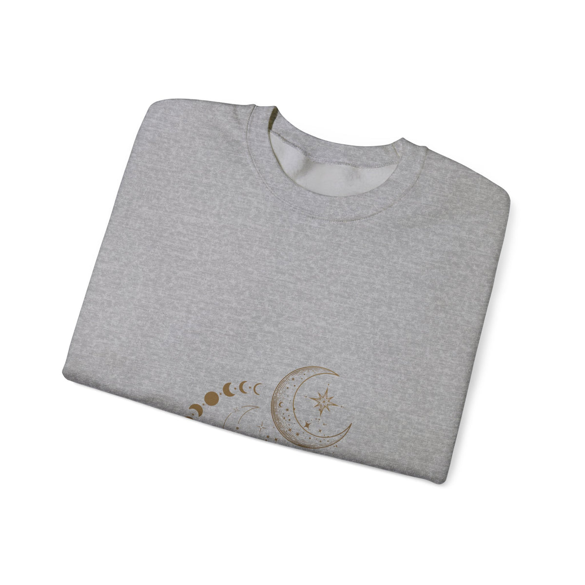 Moon Phases Crewneck Sweatshirt — Celestial Crescent & Phases Graphic