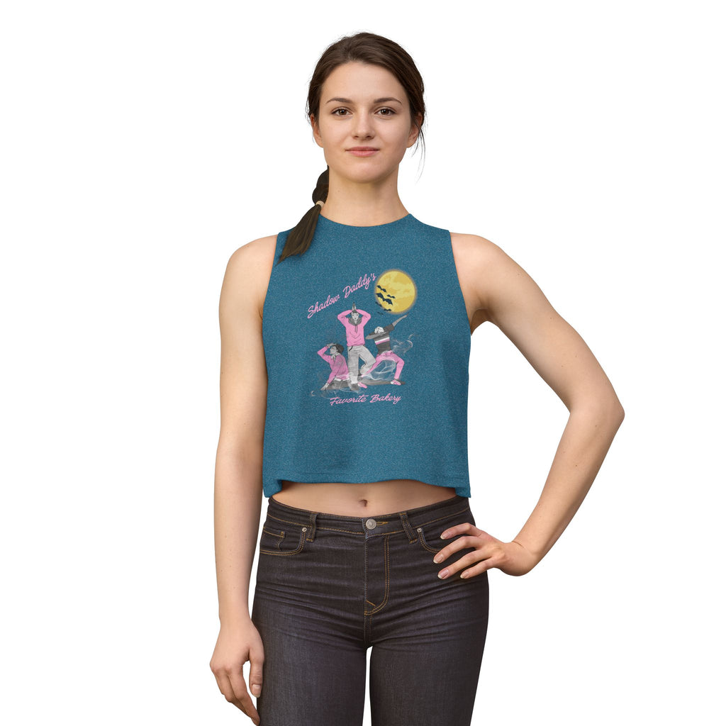 Women's Crop Top — Retro Roller Derby Graphic Tank ("Skater Dolls" Pink Moon)