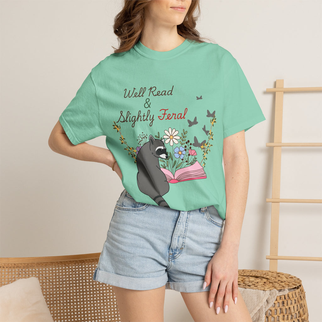 Well Read & Slightly Feral Reading Racoon - T-Shirts
