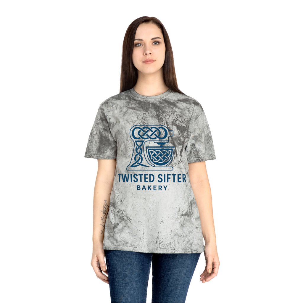 Tie-Dye T-Shirt — Twisted Sifter Bakery Logo, "TSB" Vegan Bakery Tee