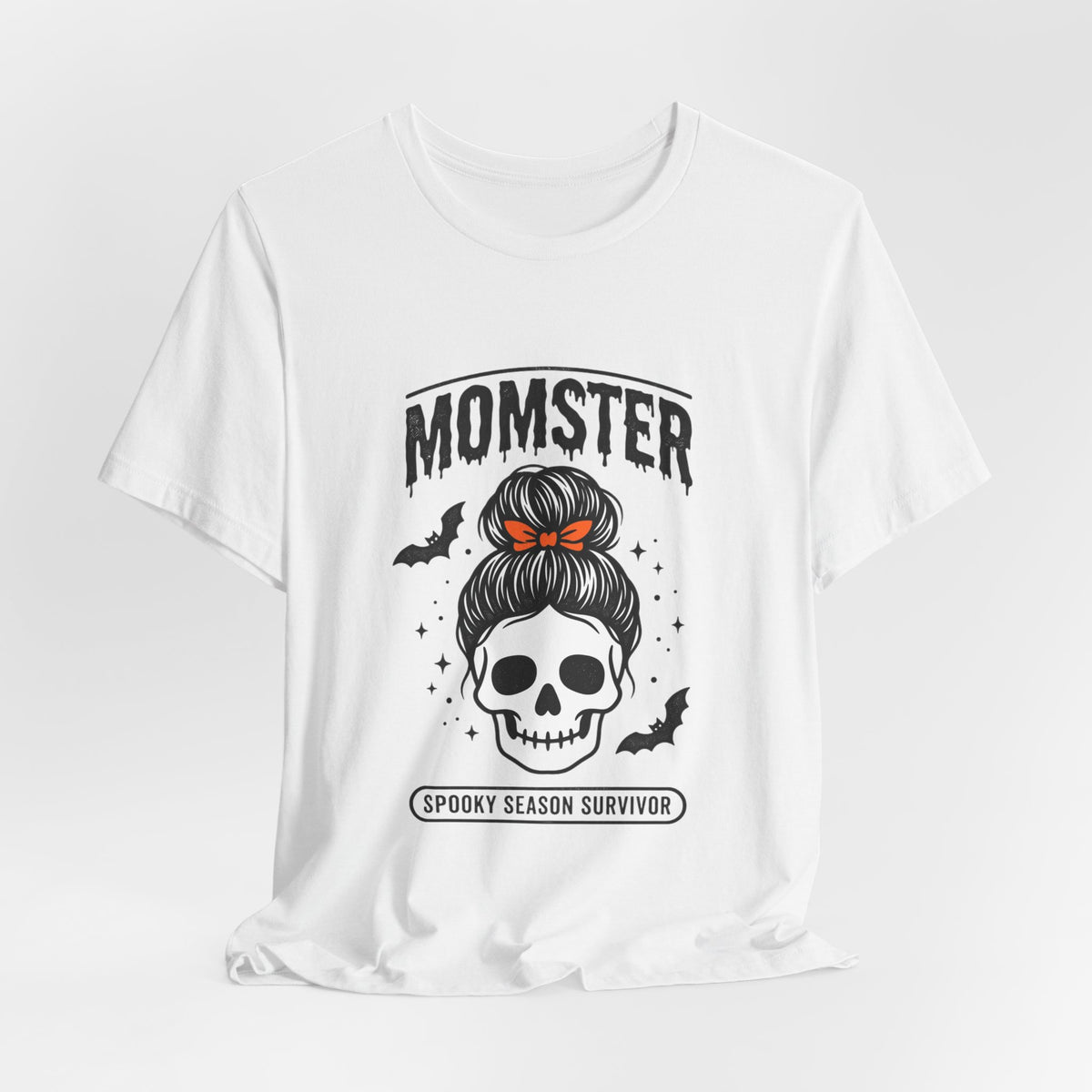 Momster Skull Mom Tee | Halloween Momster Shirt, Bat & Retro Spooky Lettering