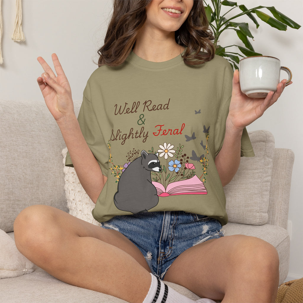 Well Read & Slightly Feral Reading Racoon - T-Shirts