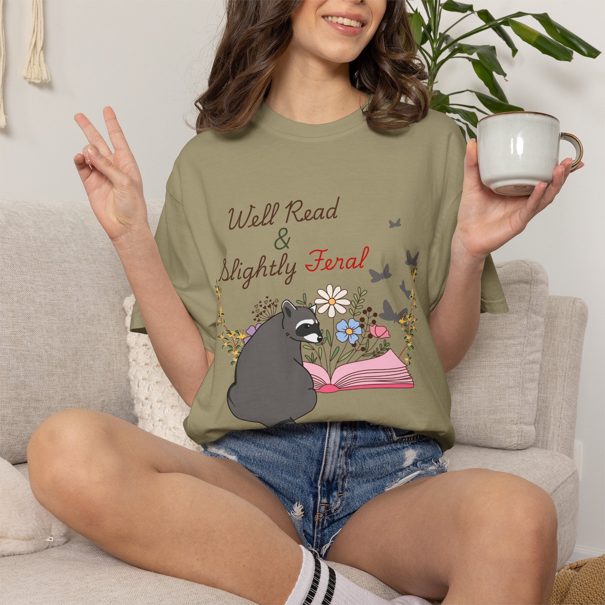 Well Read & Slightly Feral Reading Racoon - T-Shirts