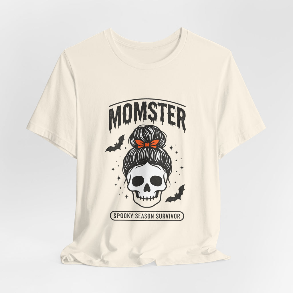 Momster Skull Mom Tee | Halloween Momster Shirt, Bat & Retro Spooky Lettering