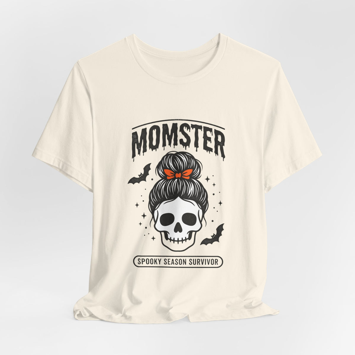 Momster Skull Mom Tee | Halloween Momster Shirt, Bat & Retro Spooky Lettering