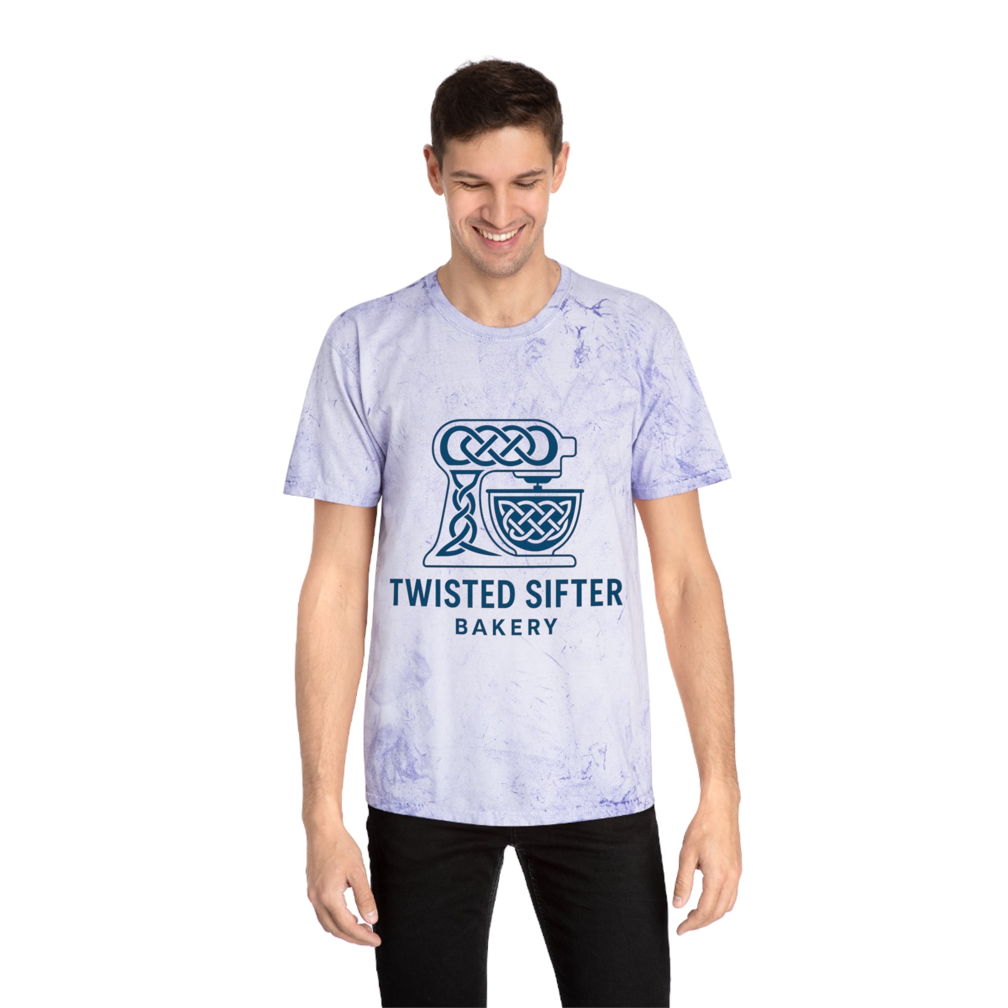 Tie-Dye T-Shirt — Twisted Sifter Bakery Logo, "TSB" Vegan Bakery Tee