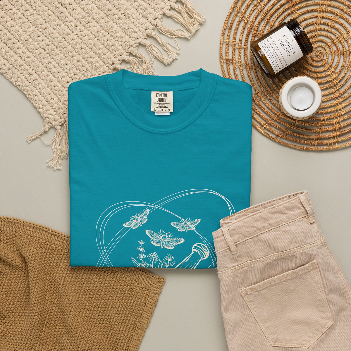 Mystic Tea Ceremony T-Shirt — Moon Phases & Moth Illustration