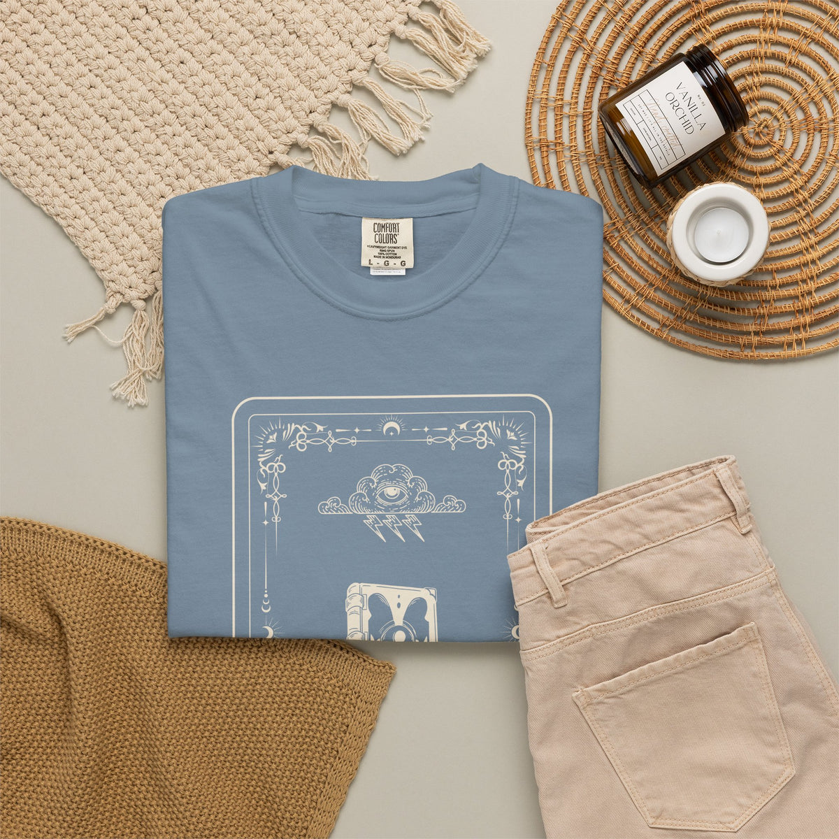Tarot Bunny Illustration T-Shirt — 'Hold My Hand' Minimal Graphic Tee