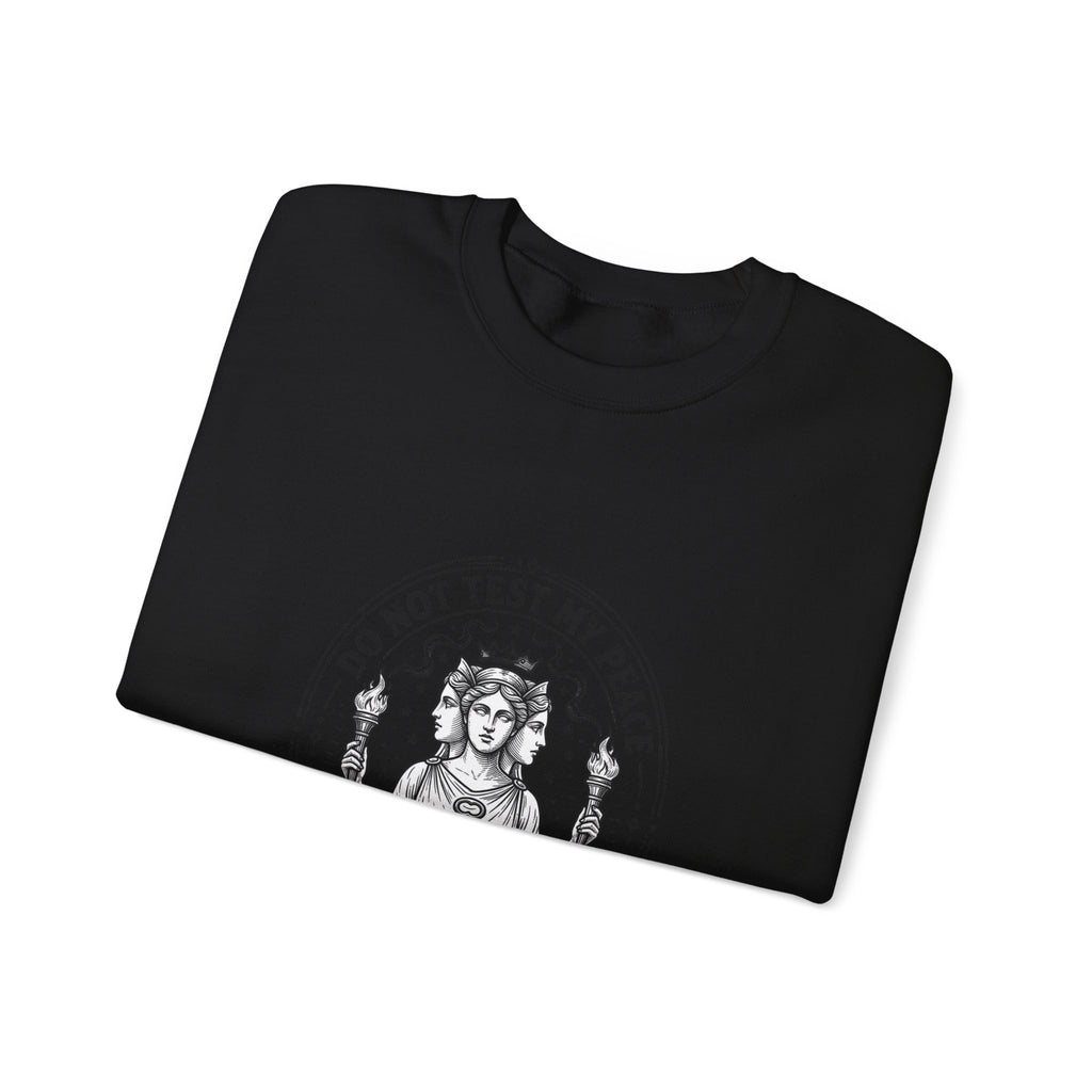 Do Not Test My Peace Athena Illustration Sweatshirt | Mythcore, Classical Art