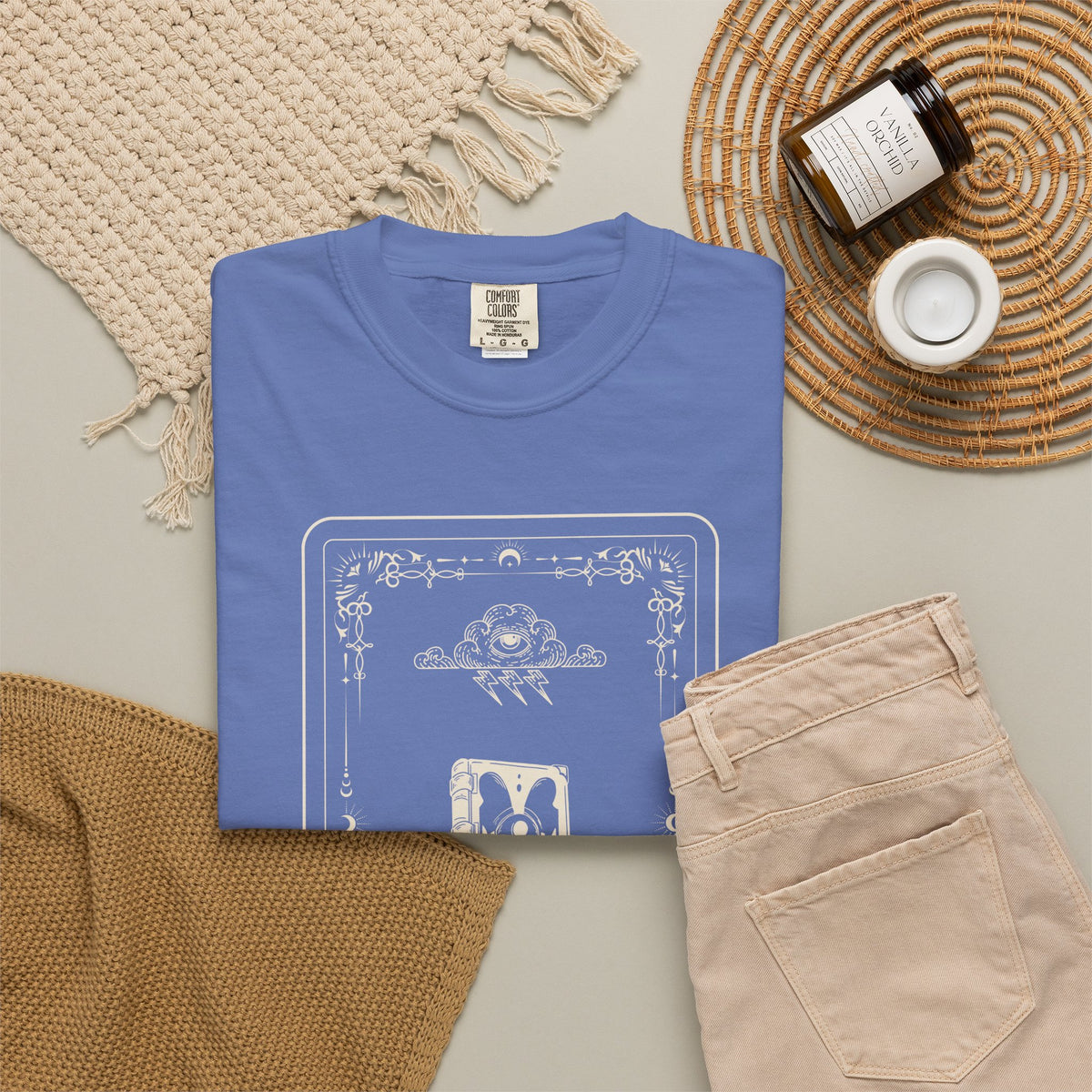 Tarot Bunny Illustration T-Shirt — 'Hold My Hand' Minimal Graphic Tee