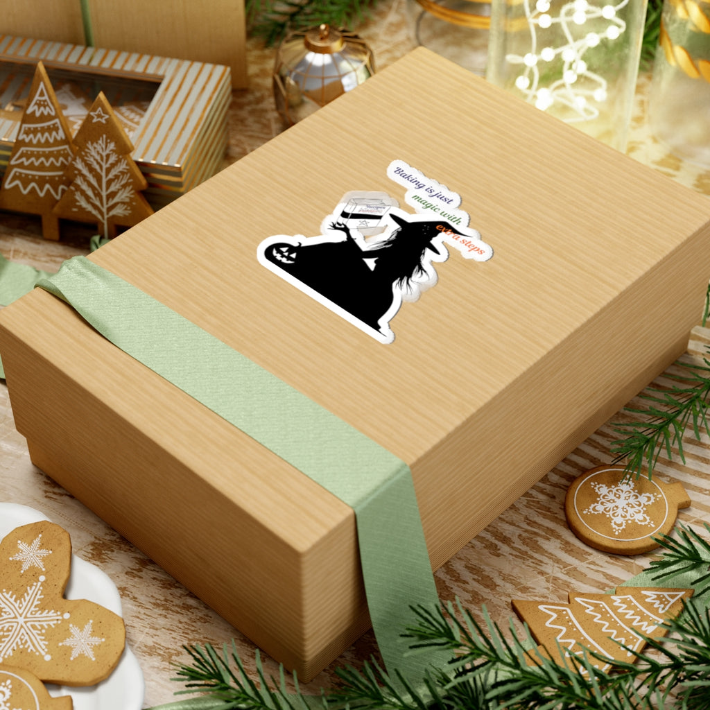 Witch Baking Sticker — "Baking is Just Magic with Extra Steps" Kiss-Cut Halloween Sticker