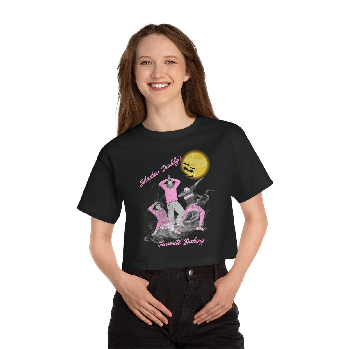 Bakery Crew Graphic Cropped T-Shirt — 'Sunset Daddy' Retro Dance Design