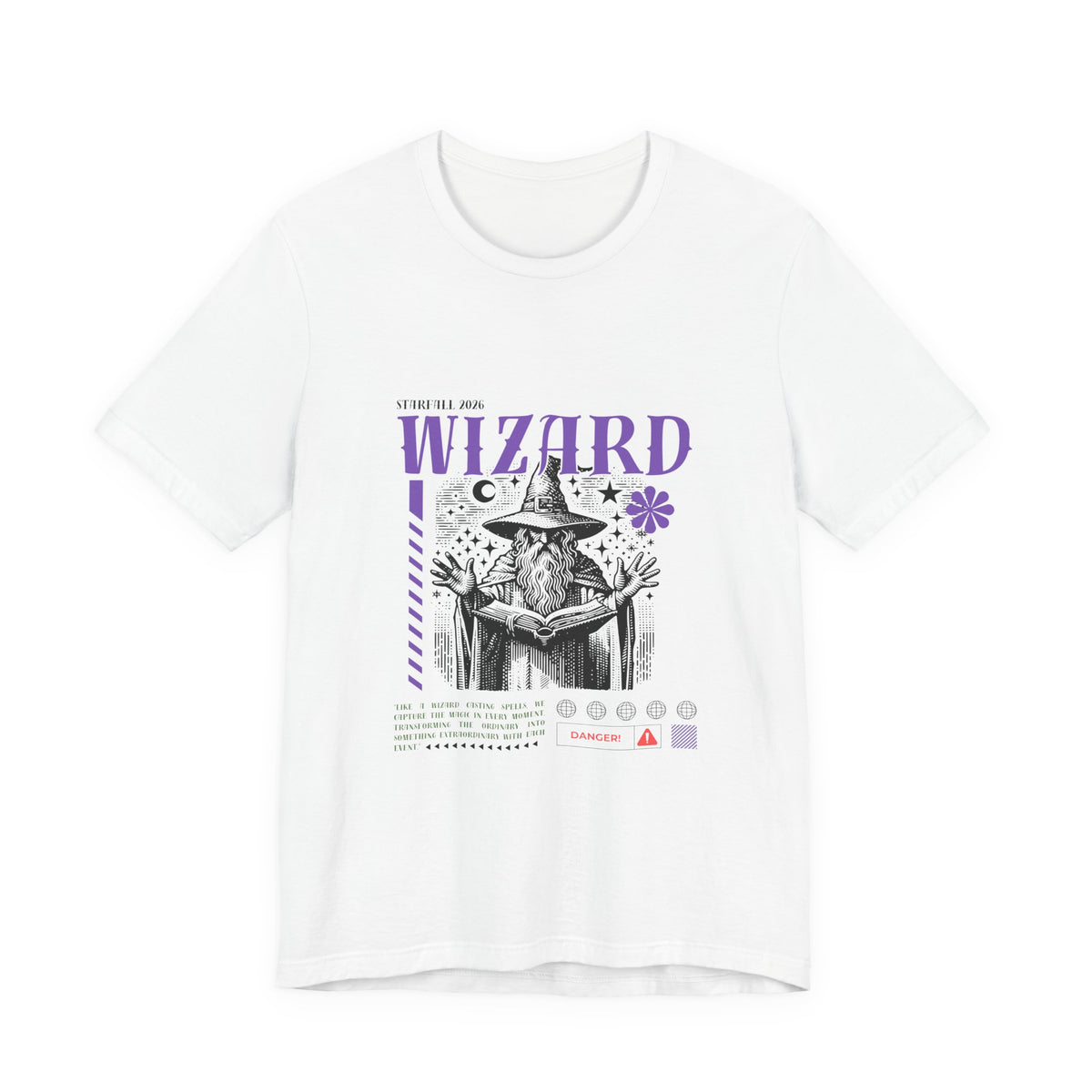 Wizard Graphic Tee — Vintage Spellbook Illustration T-Shirt