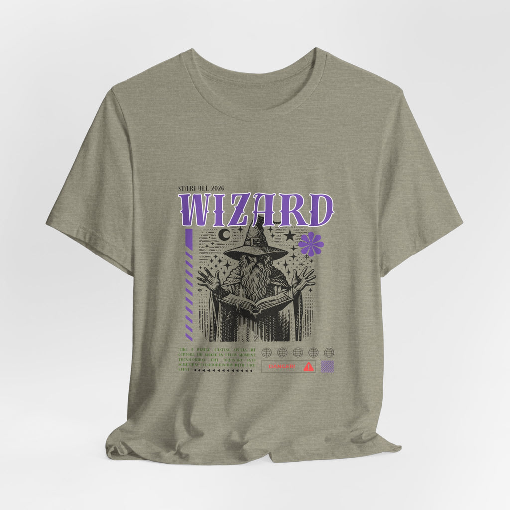 Wizard Graphic Tee — Vintage Spellbook Illustration T-Shirt