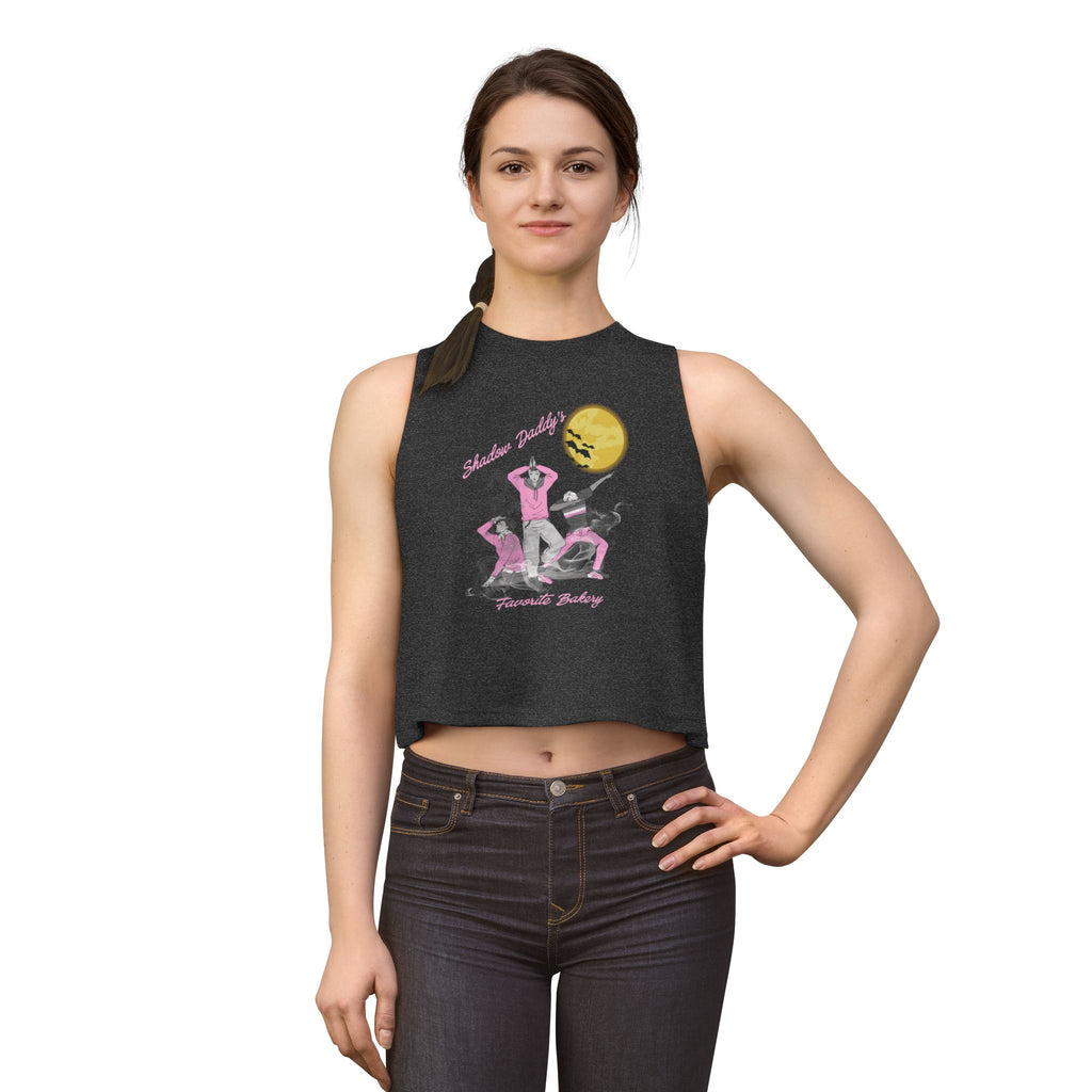 Women's Crop Top — Retro Roller Derby Graphic Tank ("Skater Dolls" Pink Moon)