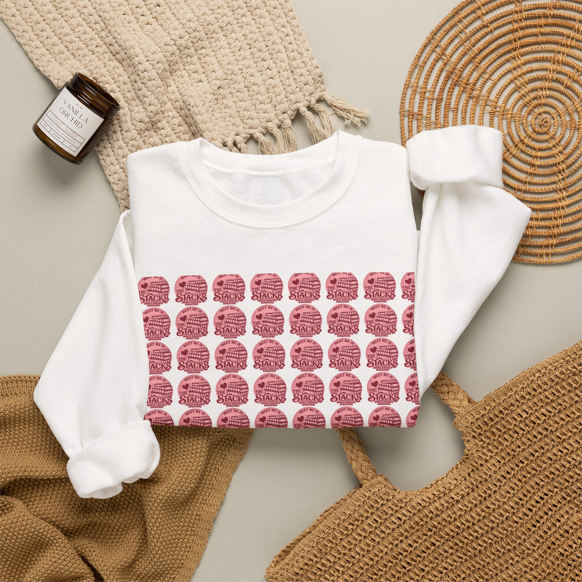 Pink Retro Grid Crewneck Sweatshirt