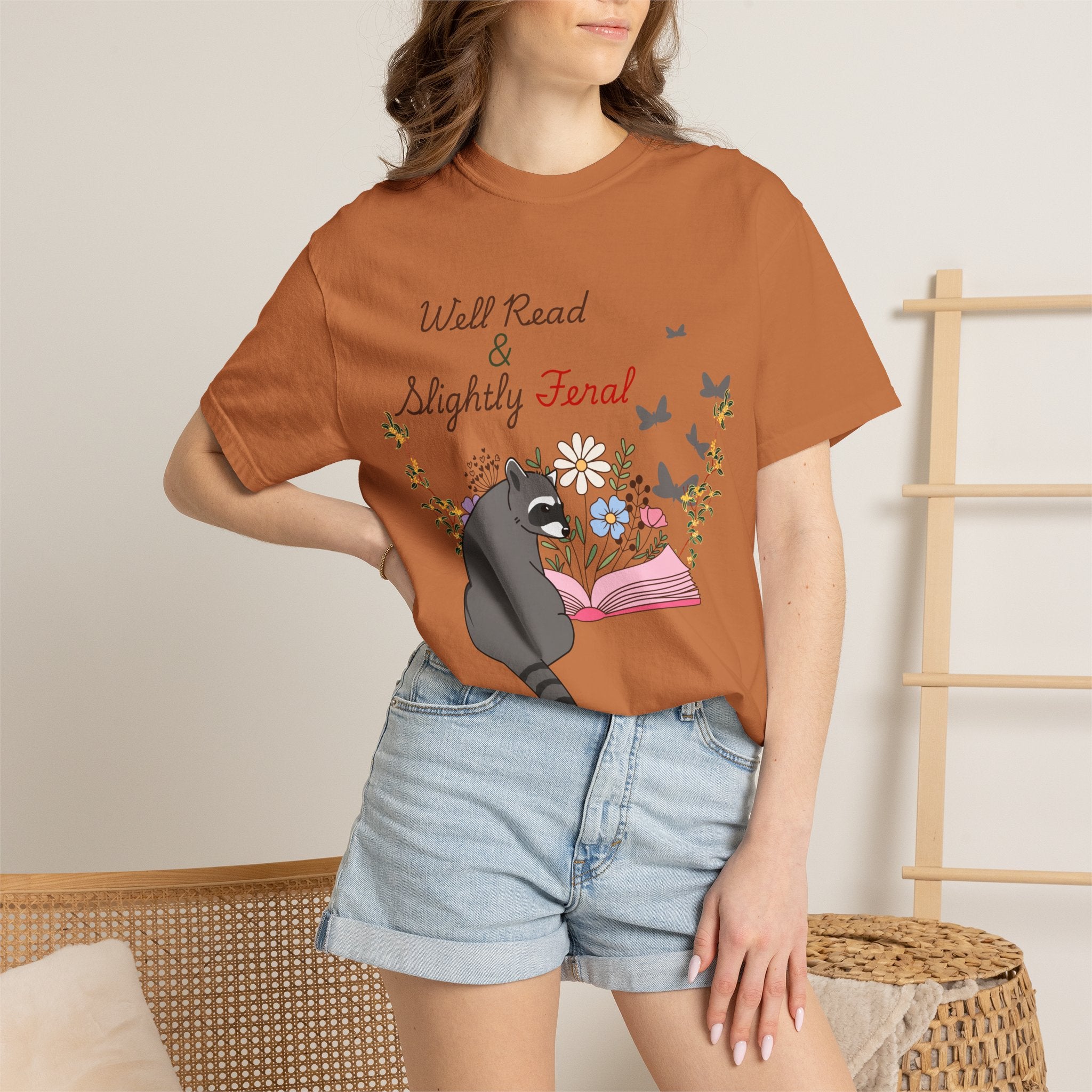 Well Read & Slightly Feral Reading Racoon - T-Shirts