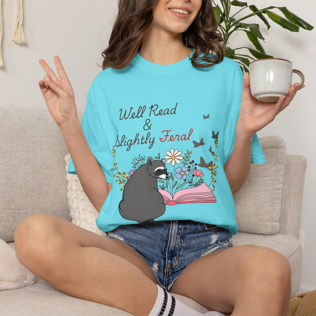 Well Read & Slightly Feral Reading Racoon - T-Shirts