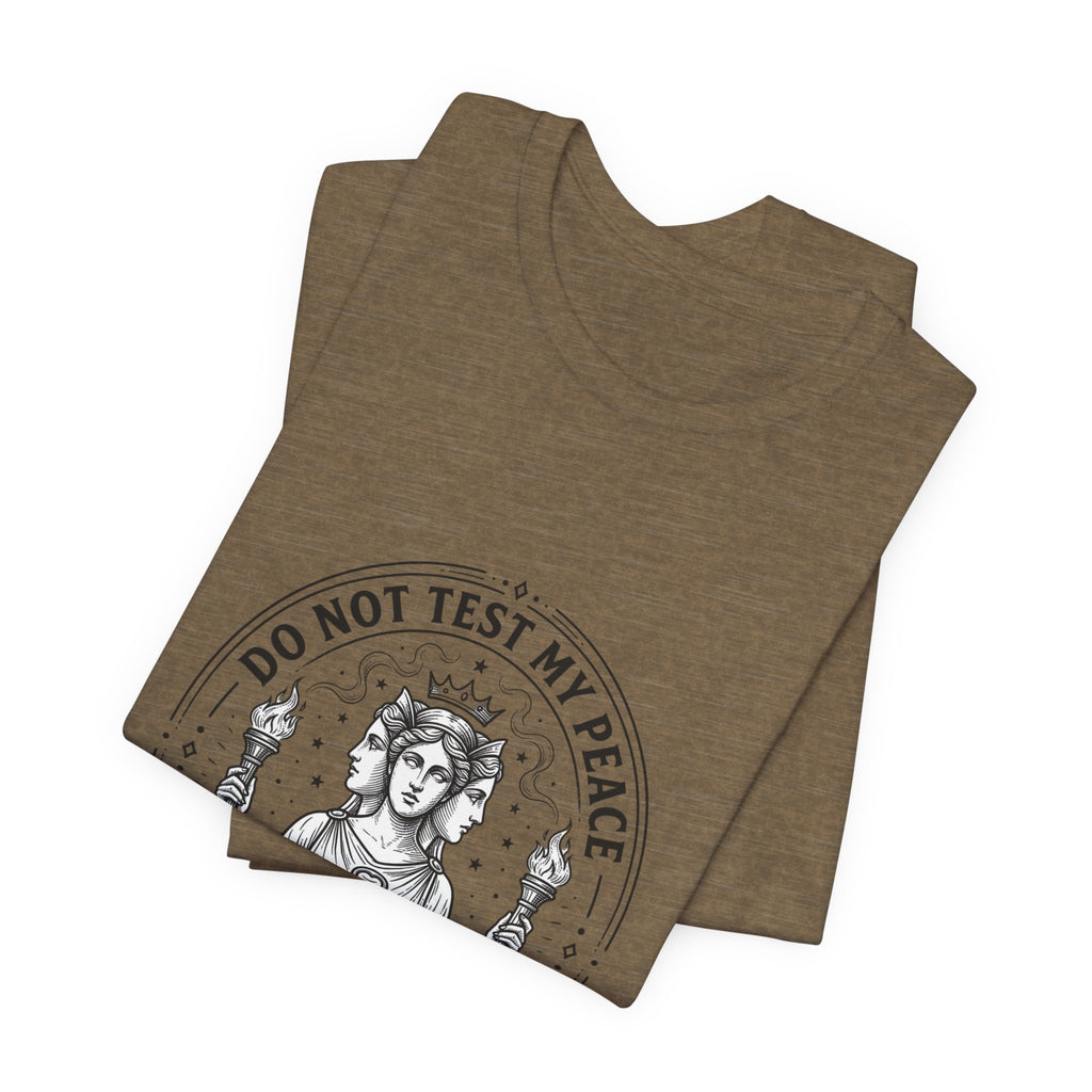 Do Not Test My Peace Guardian Illustration Tee | Greek Mythology, Mythcore