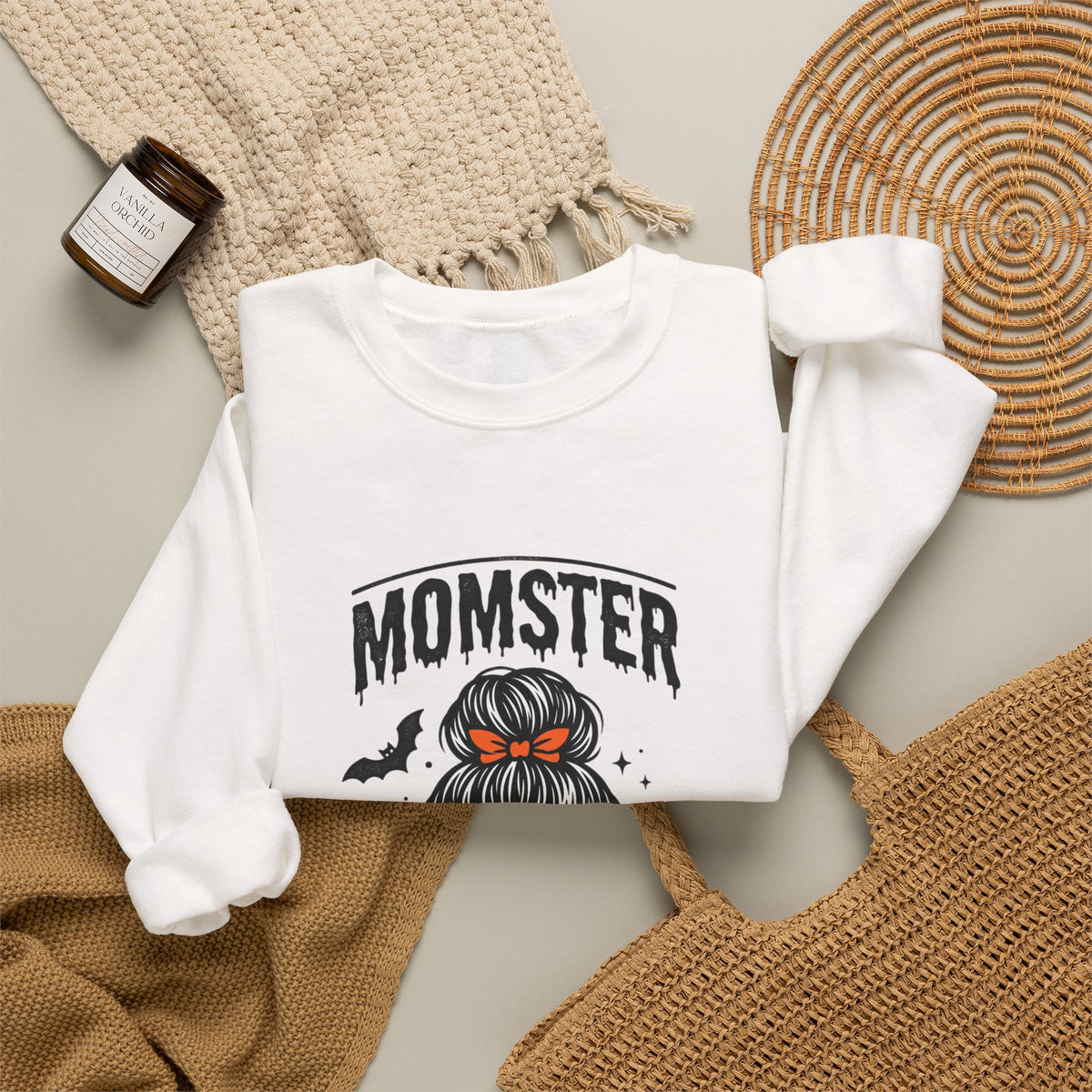 Momster Skull Mom Crewneck Sweatshirt | Halloween mom, bats, spooky season