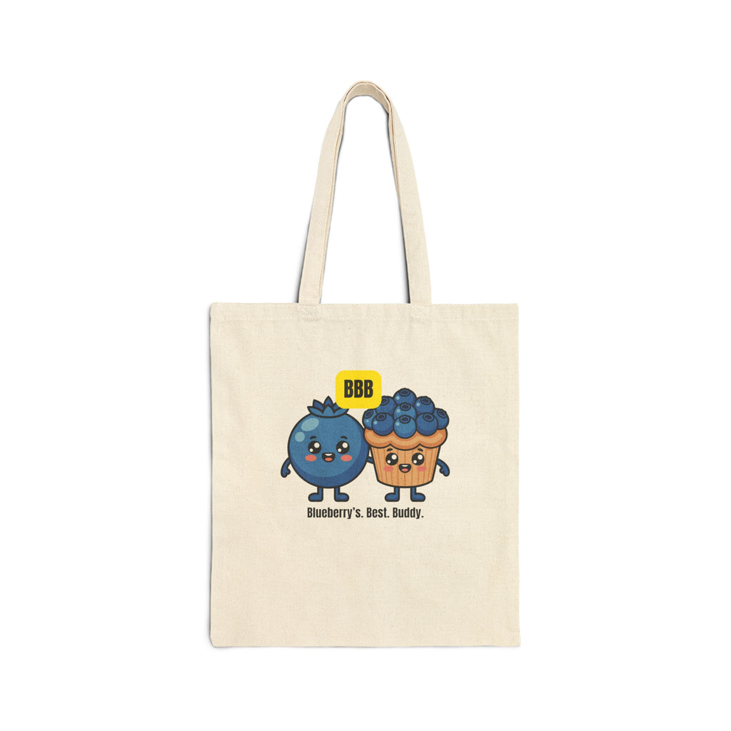 Blueberry Best Buddy Canvas Tote — Cute Fruit Cartoon Grocery Bag