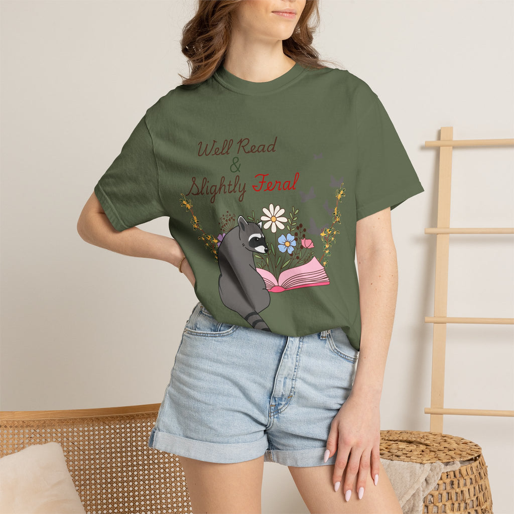 Well Read & Slightly Feral Reading Racoon - T-Shirts
