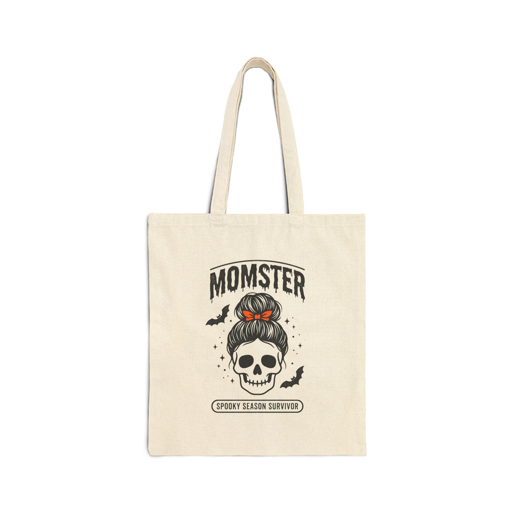 Momster Skull Mom Tote | Halloween Momster, Spooky Season Canvas Tote