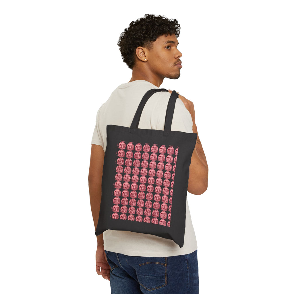 Red Pattern Graphic Cotton Canvas Tote Bag