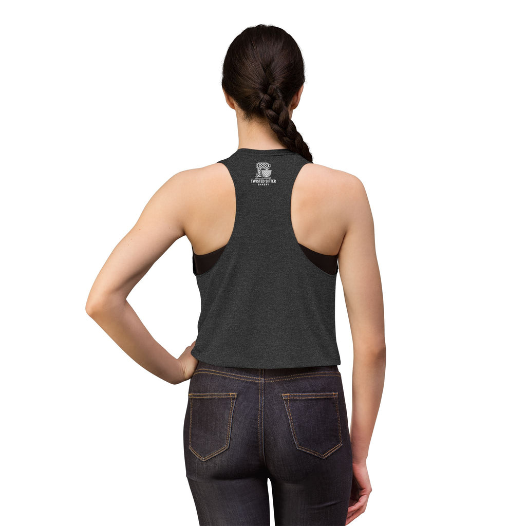 Women's Crop Top — Retro Roller Derby Graphic Tank ("Skater Dolls" Pink Moon)
